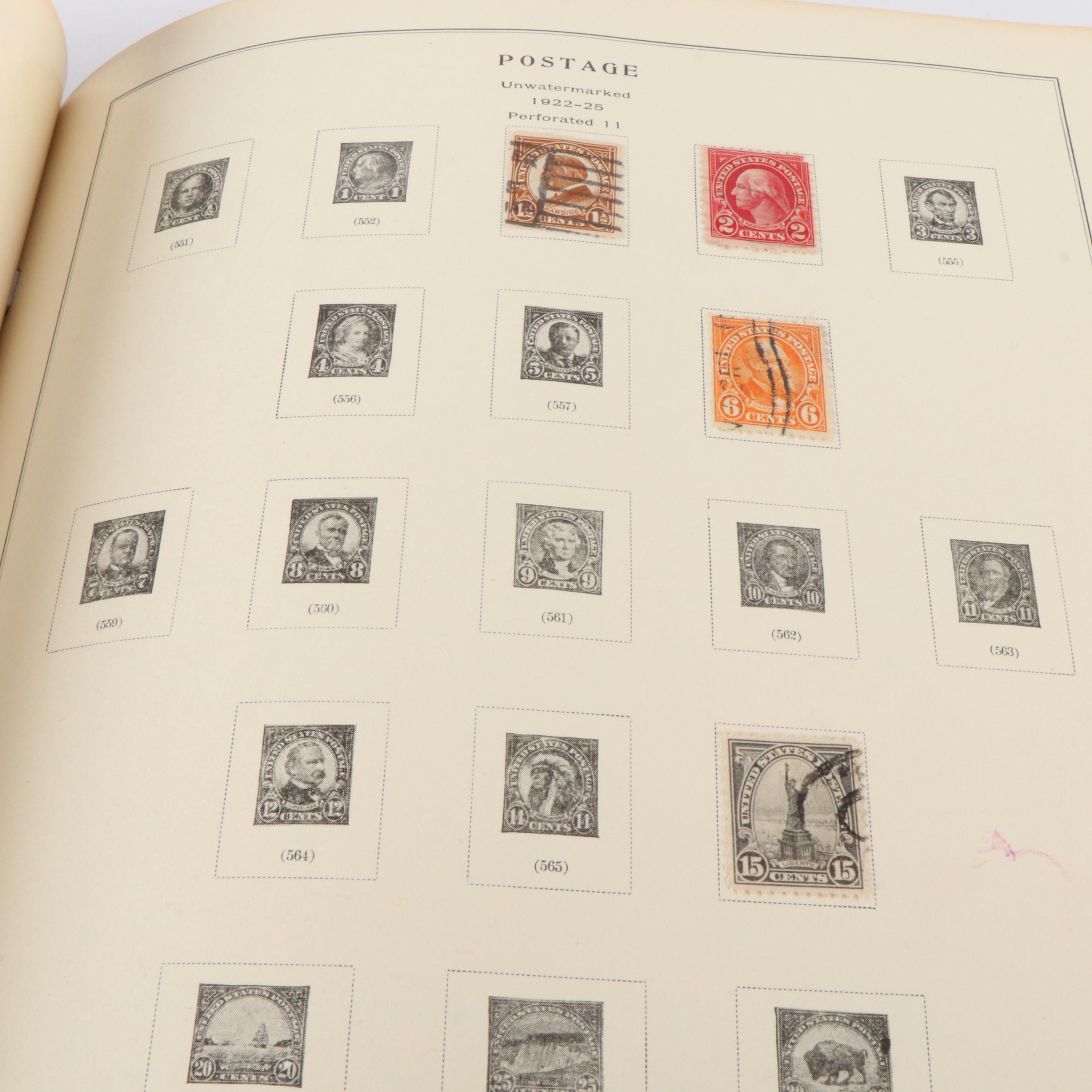 A Scotts "National Postage Stamp Album" for U.S. Stamps and 3 Boxes of Stamps