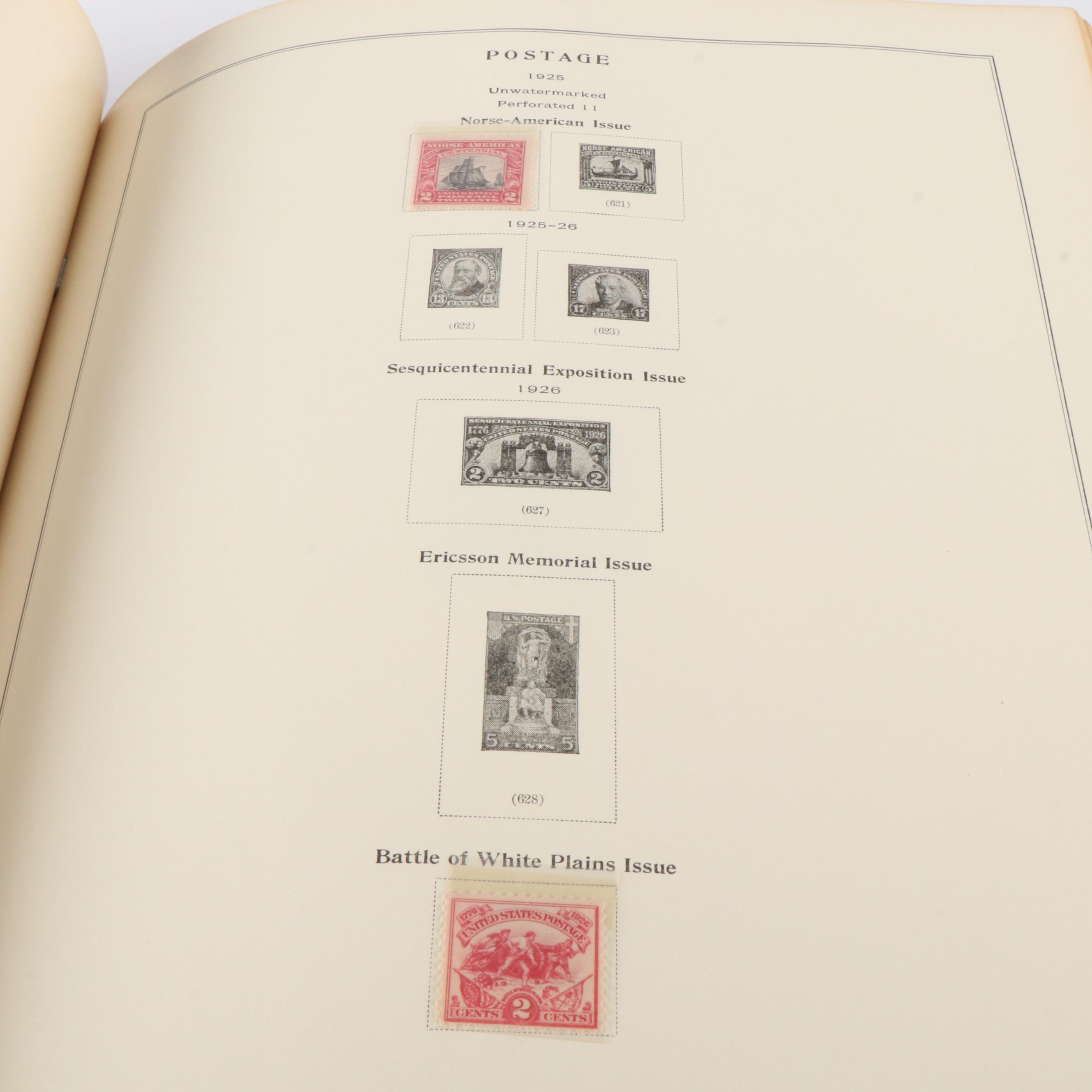 A Scotts "National Postage Stamp Album" for U.S. Stamps and 3 Boxes of Stamps