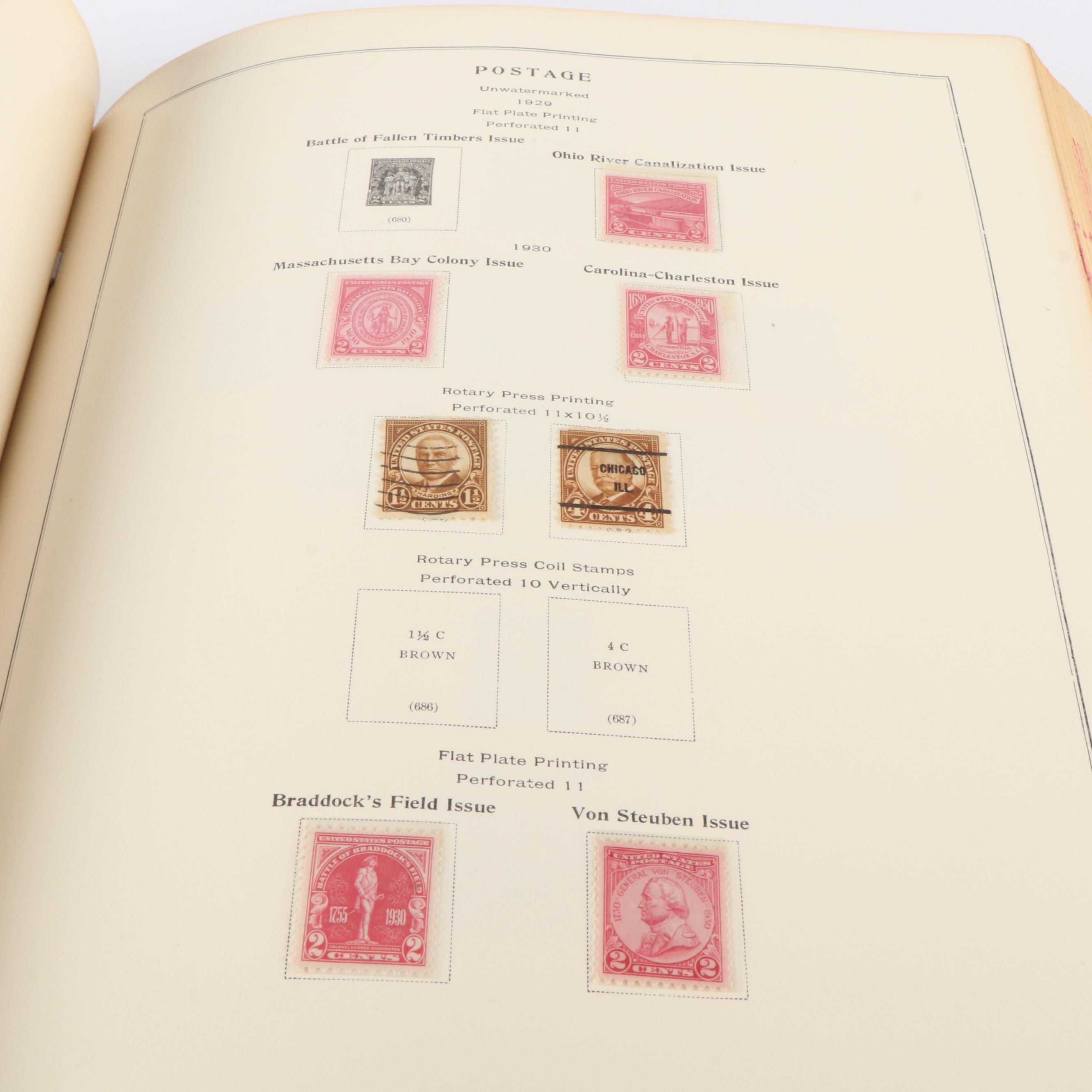 A Scotts "National Postage Stamp Album" for U.S. Stamps and 3 Boxes of Stamps