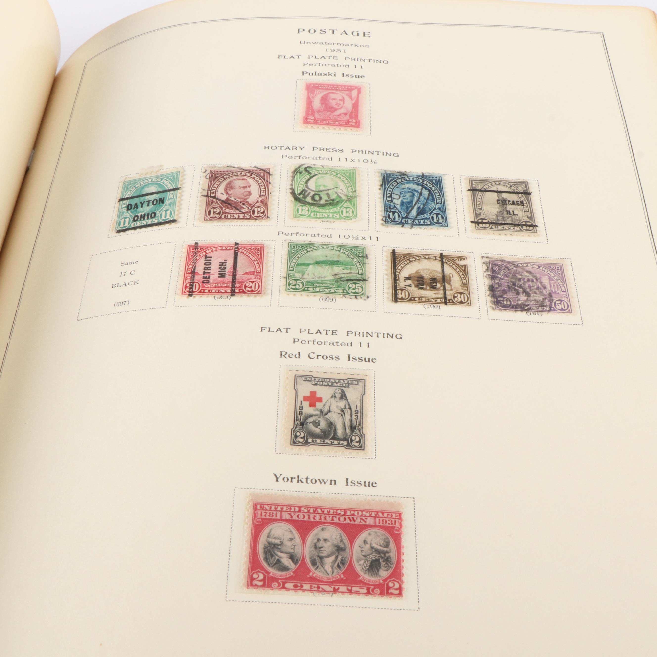 A Scotts "National Postage Stamp Album" for U.S. Stamps and 3 Boxes of Stamps
