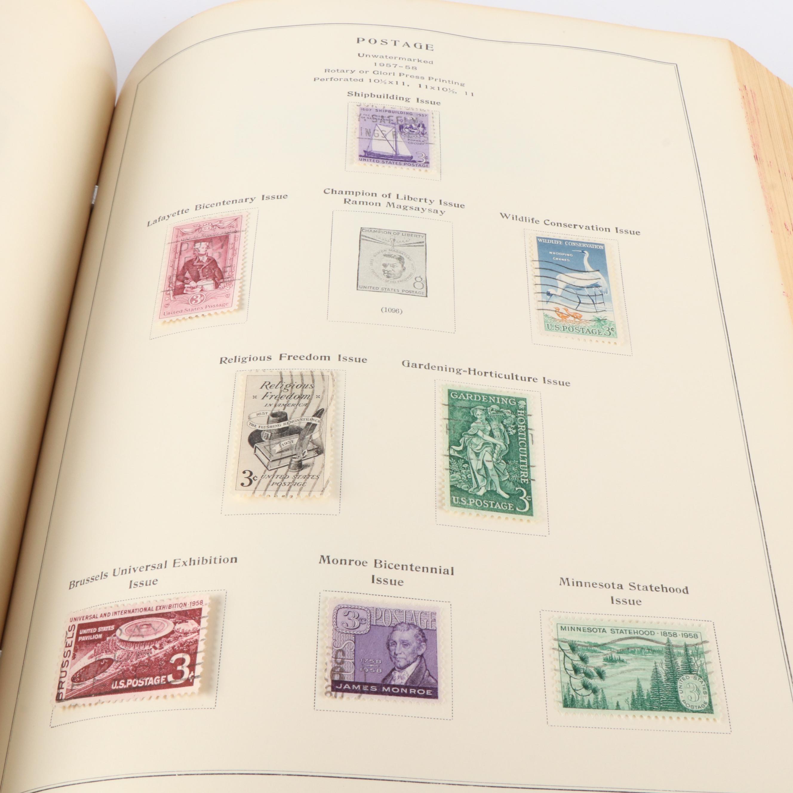 A Scotts "National Postage Stamp Album" for U.S. Stamps and 3 Boxes of Stamps
