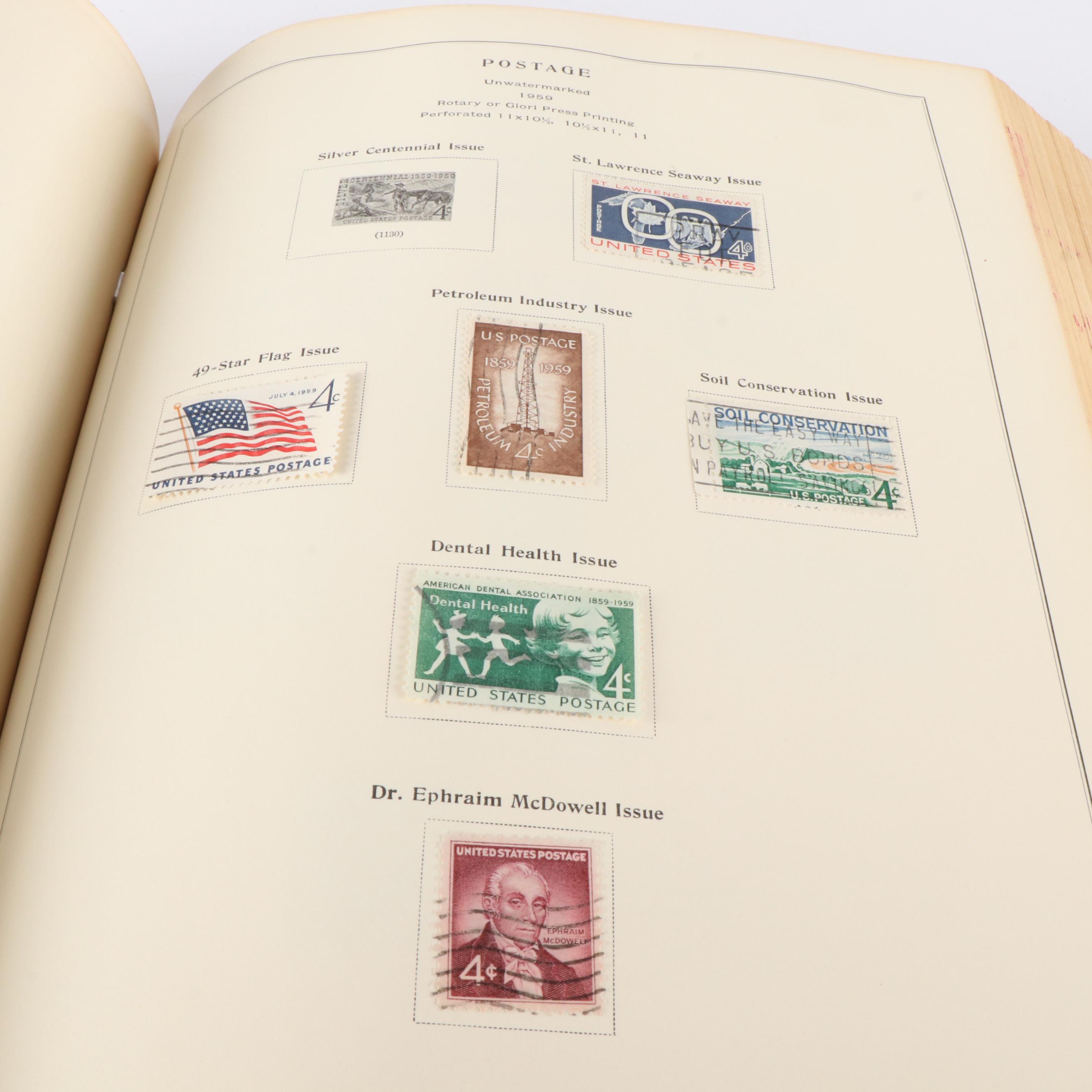 A Scotts "National Postage Stamp Album" for U.S. Stamps and 3 Boxes of Stamps