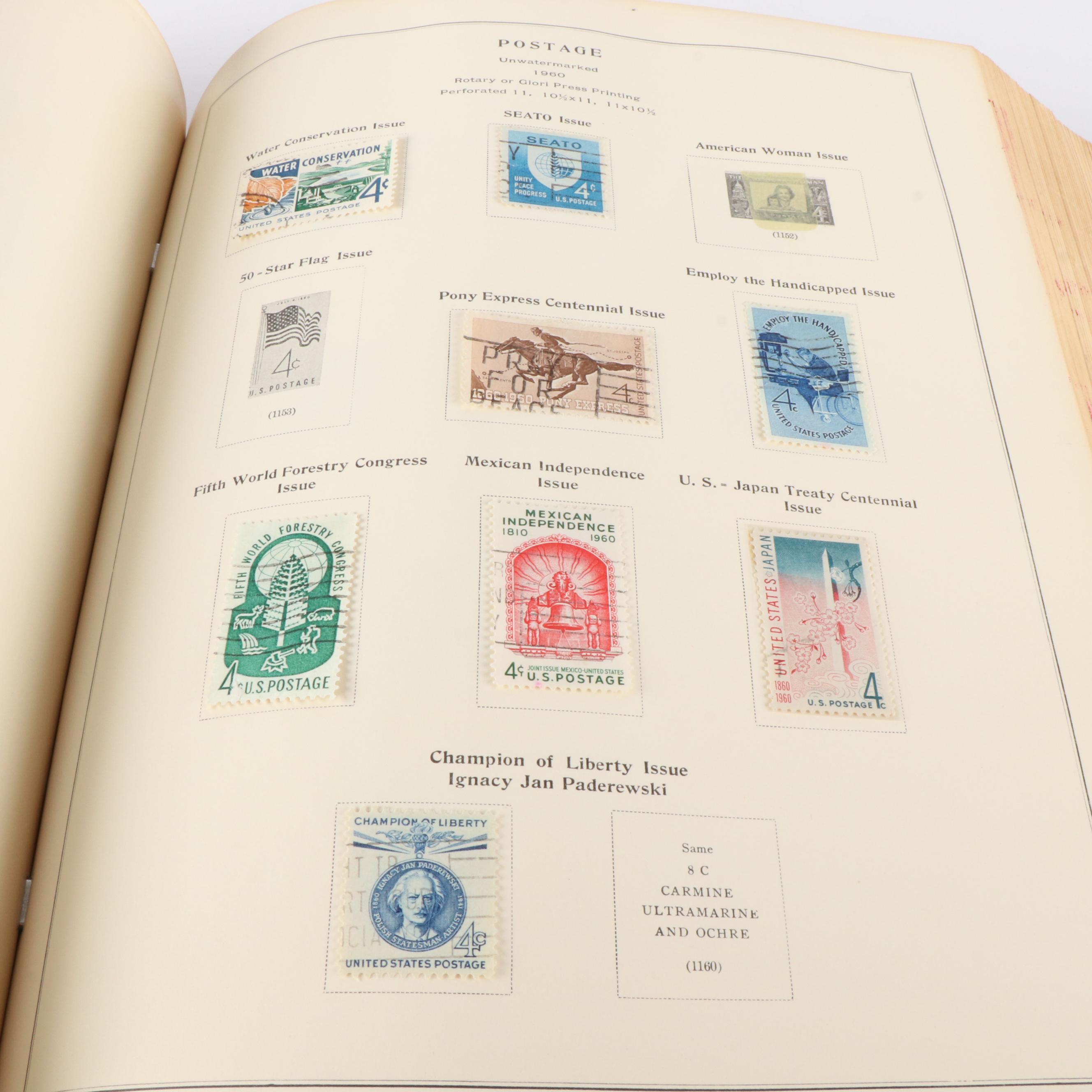 A Scotts "National Postage Stamp Album" for U.S. Stamps and 3 Boxes of Stamps