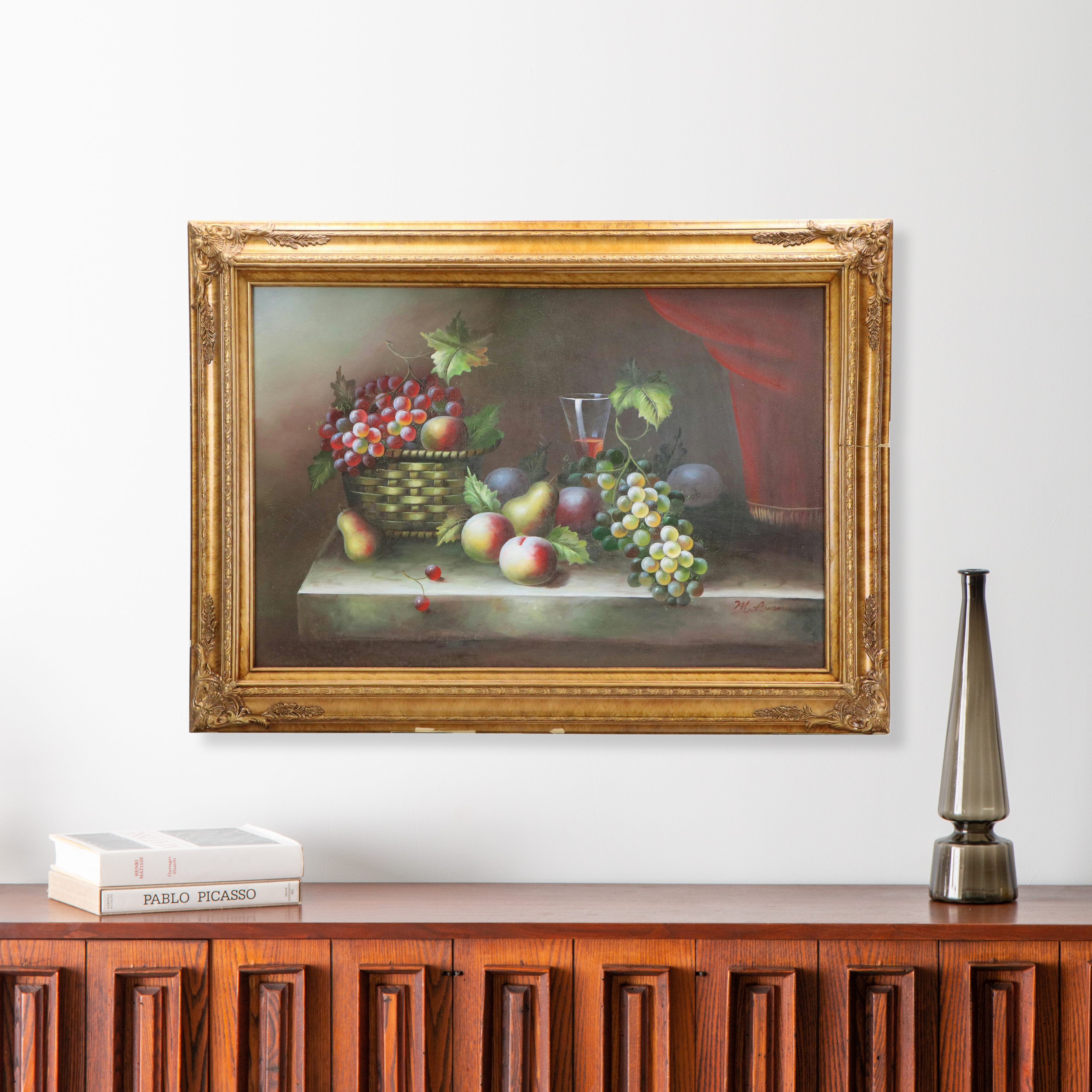 Fruit Still Life Oil Painting, Late 20th Century