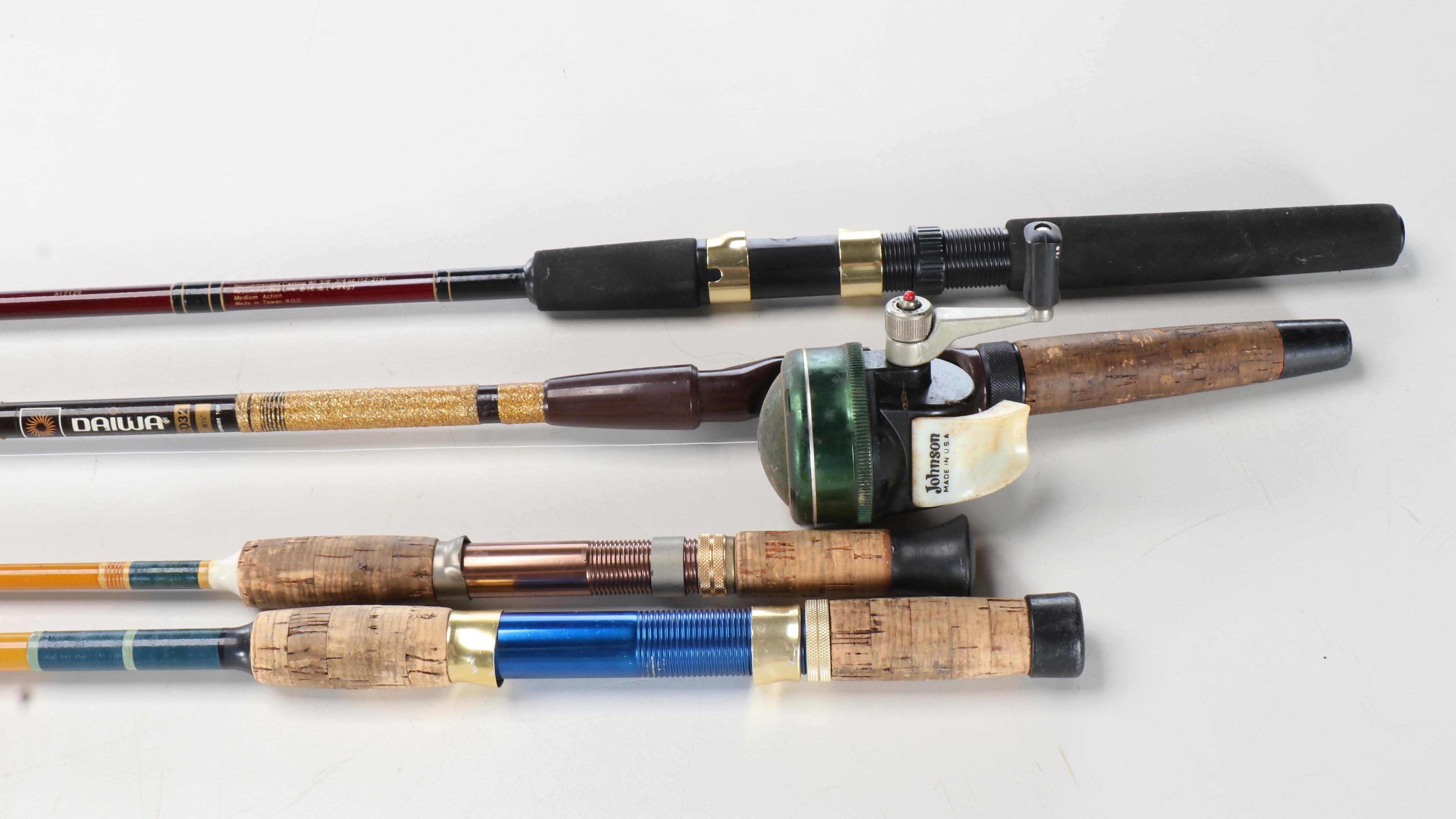 Fenwick, Wright & McGill and Daiwa Fishing Rods with Johnson 710B Reel