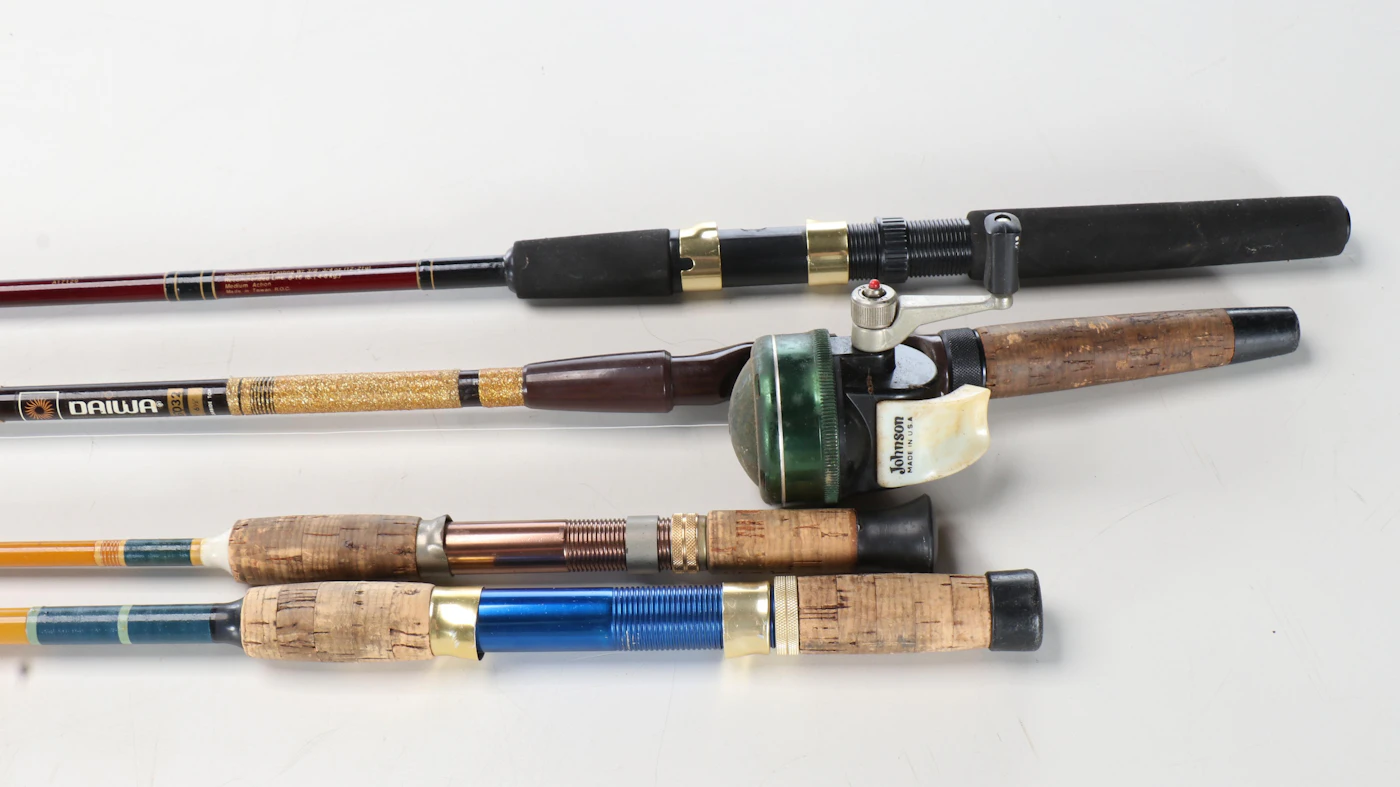 Fenwick, Wright & McGill and Daiwa Fishing Rods with Johnson 710B Reel ...