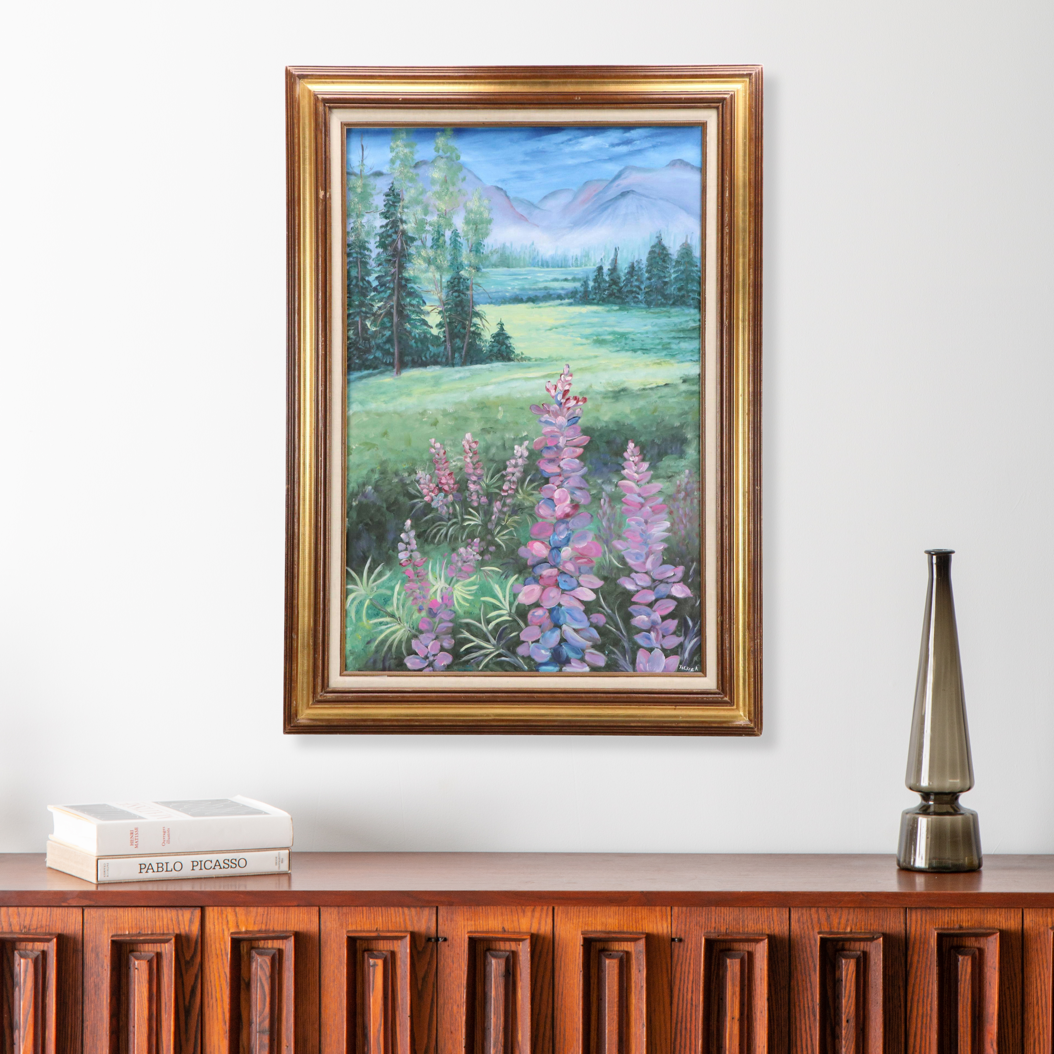 Mountainous Landscape Oil Painting, Late 20th Century