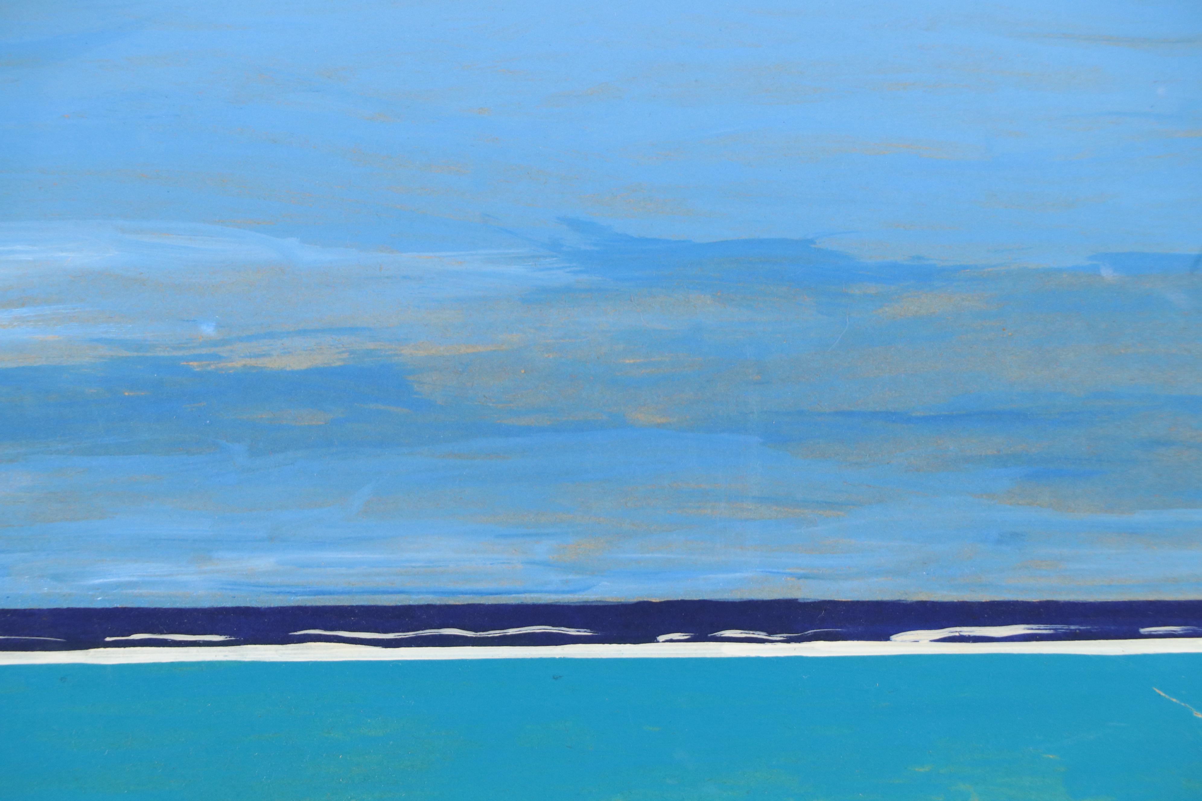 Lédée-Louis Pompi Coastal Landscape Acrylic Painting, 1990