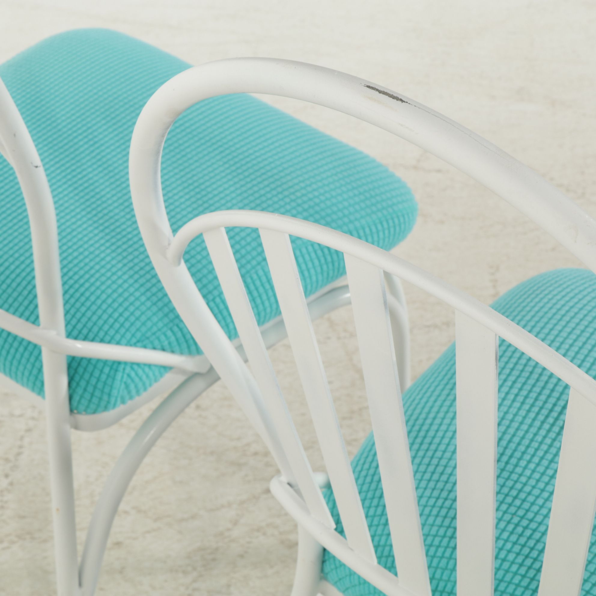 Four Painted Metal Patio Dining Chairs, Late 20th Century