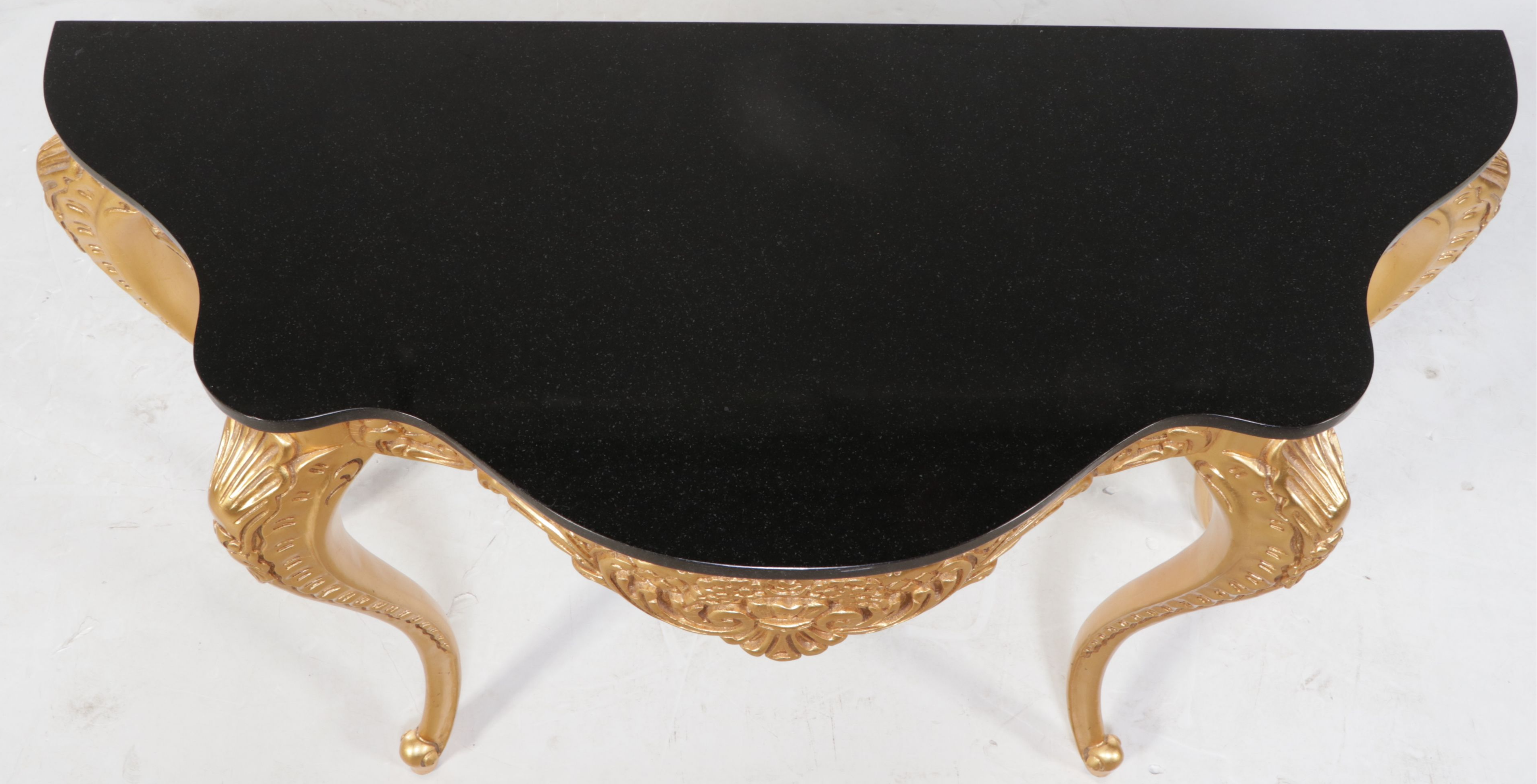Louis XV Style Gold Tone Marble Top Pier Table