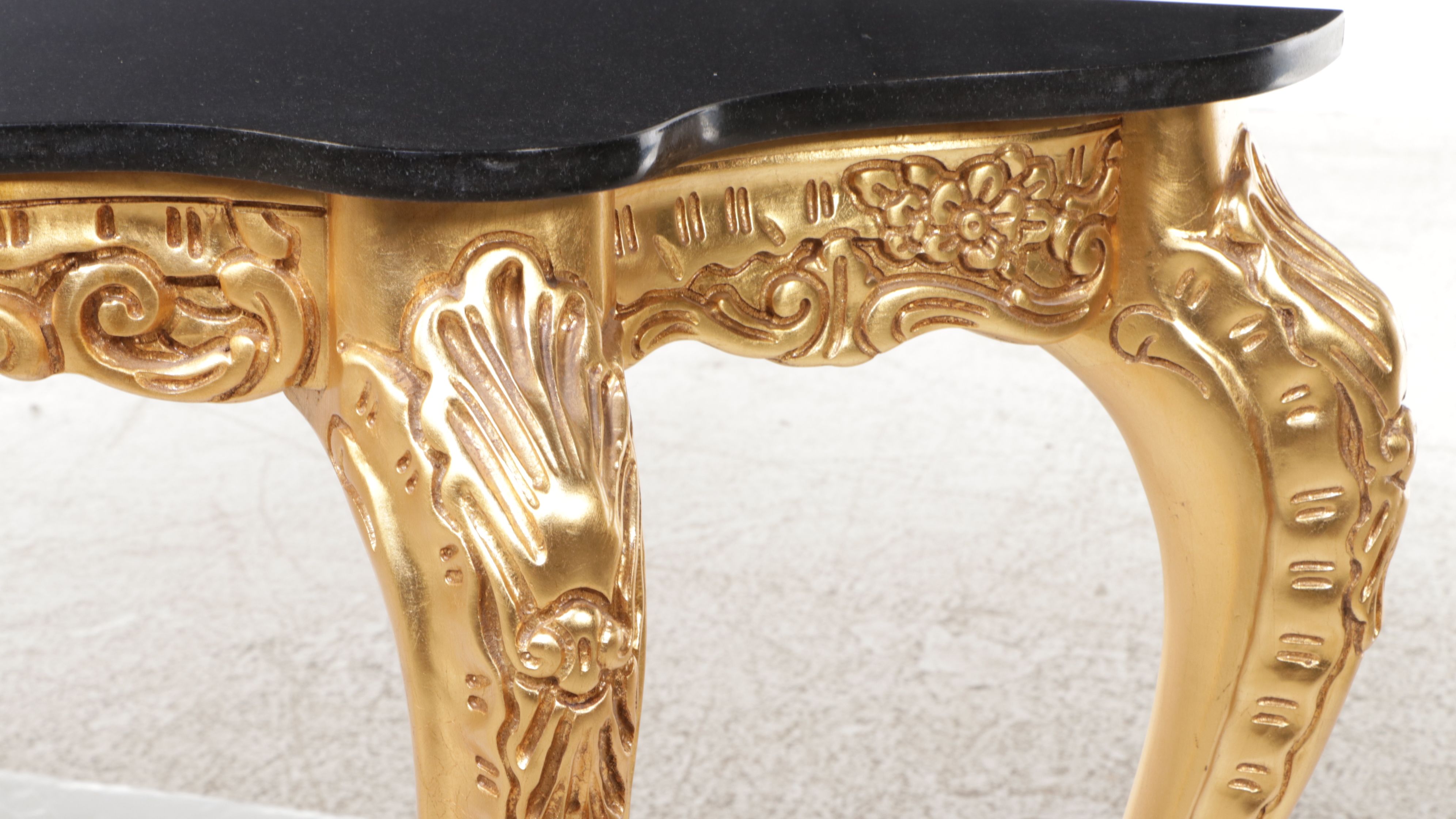 Louis XV Style Gold Tone Marble Top Pier Table