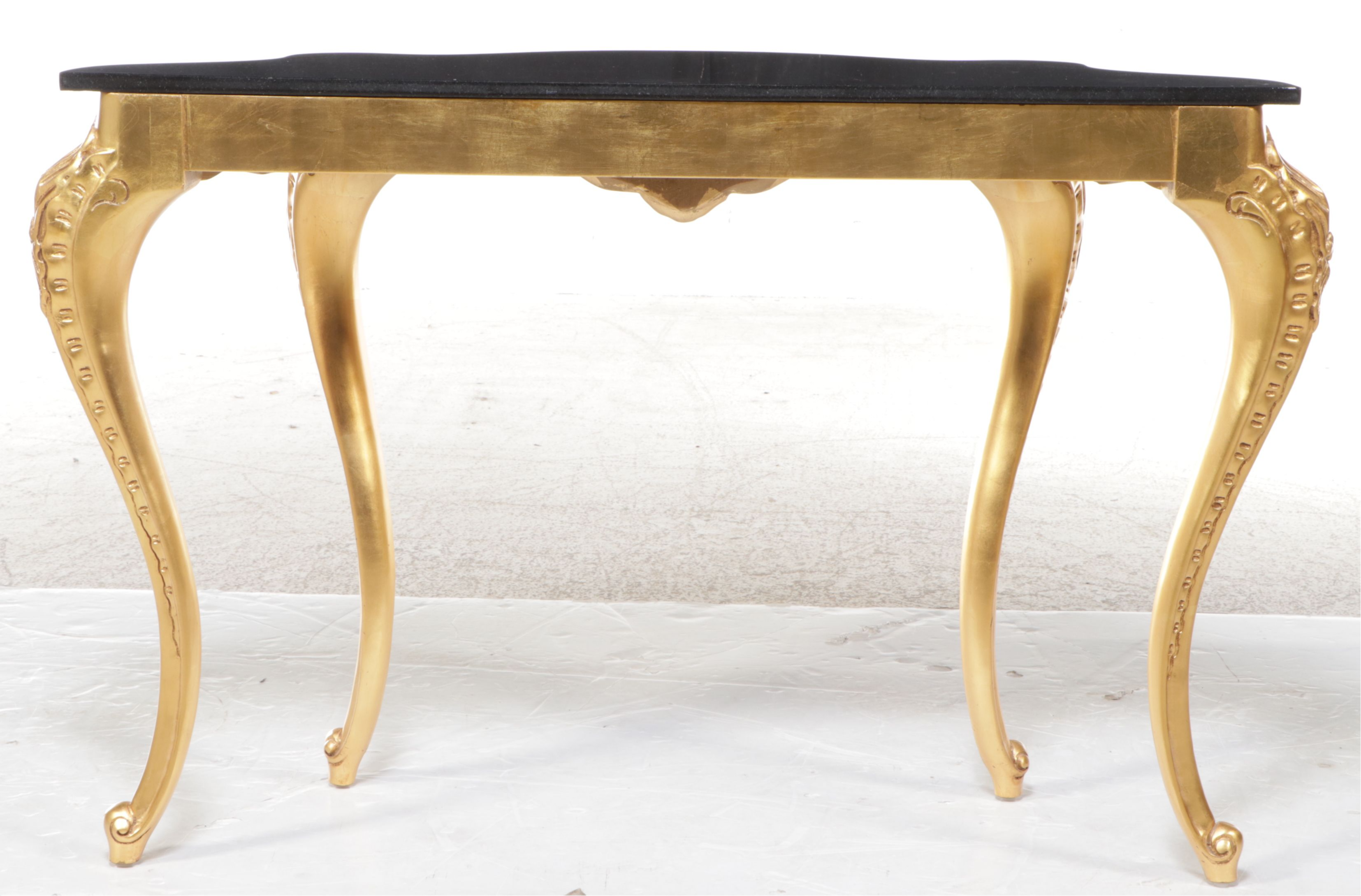 Louis XV Style Gold Tone Marble Top Pier Table