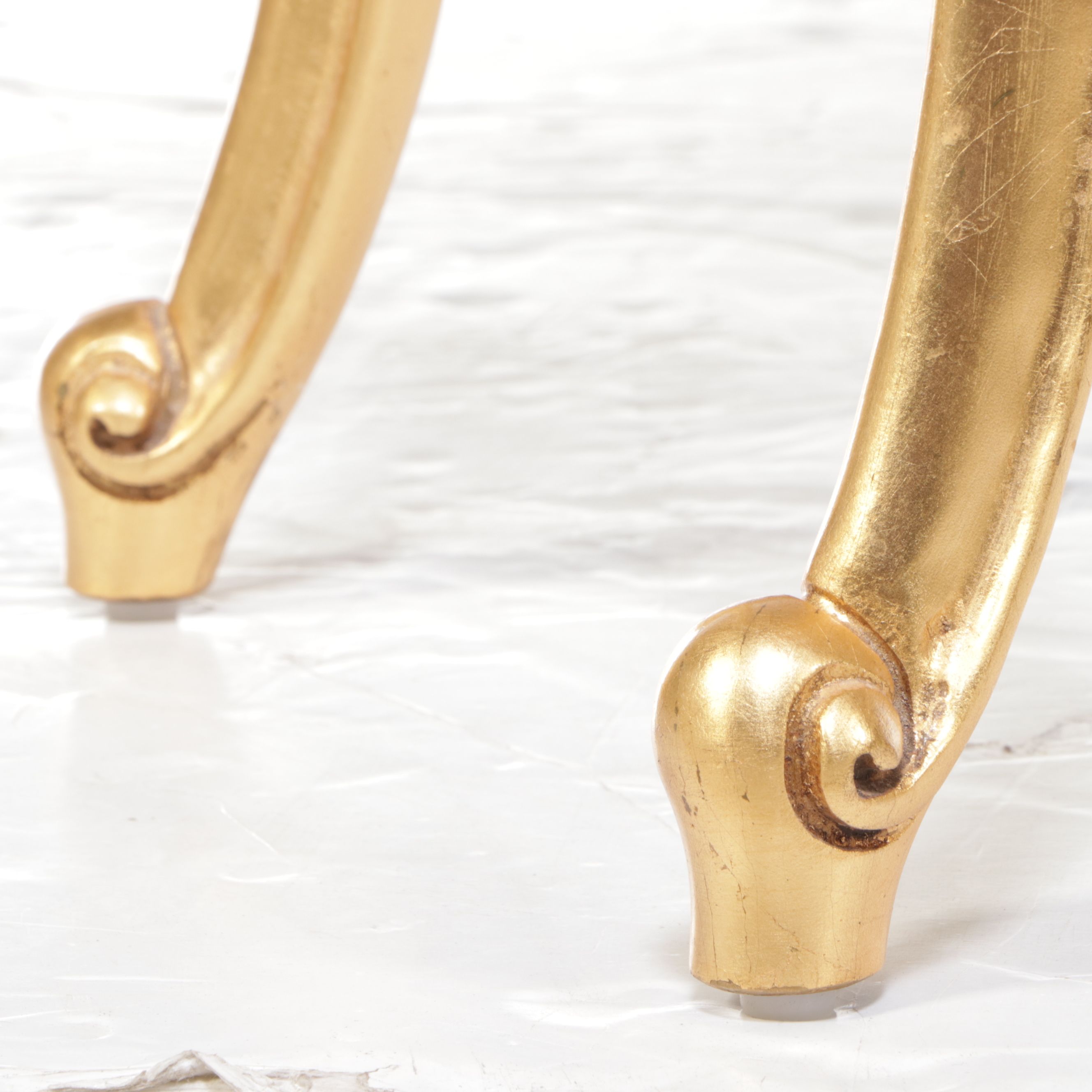 Louis XV Style Gold Tone Marble Top Pier Table