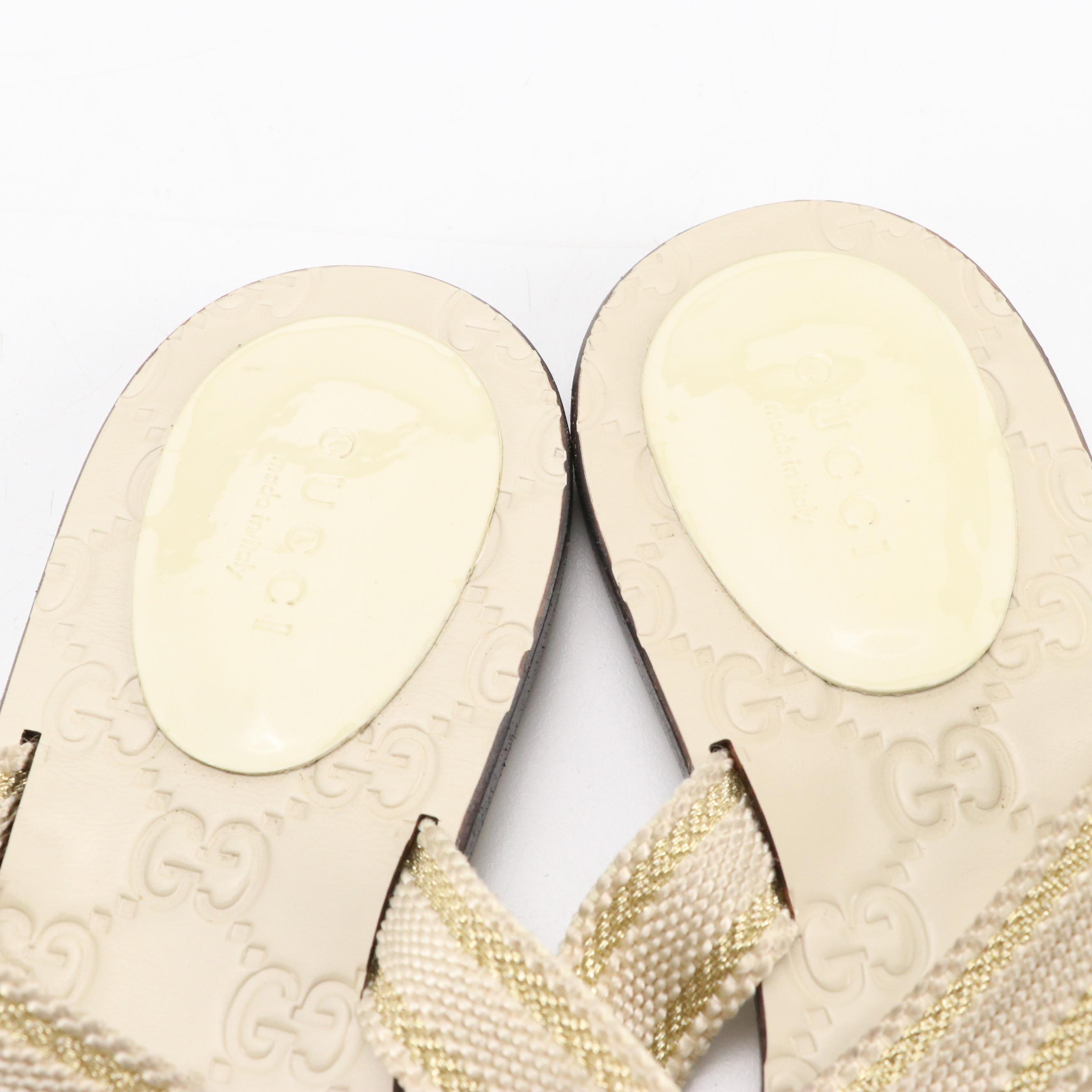 Gucci Interlocking GG Patent Leather/Guccissima Thong Sandals