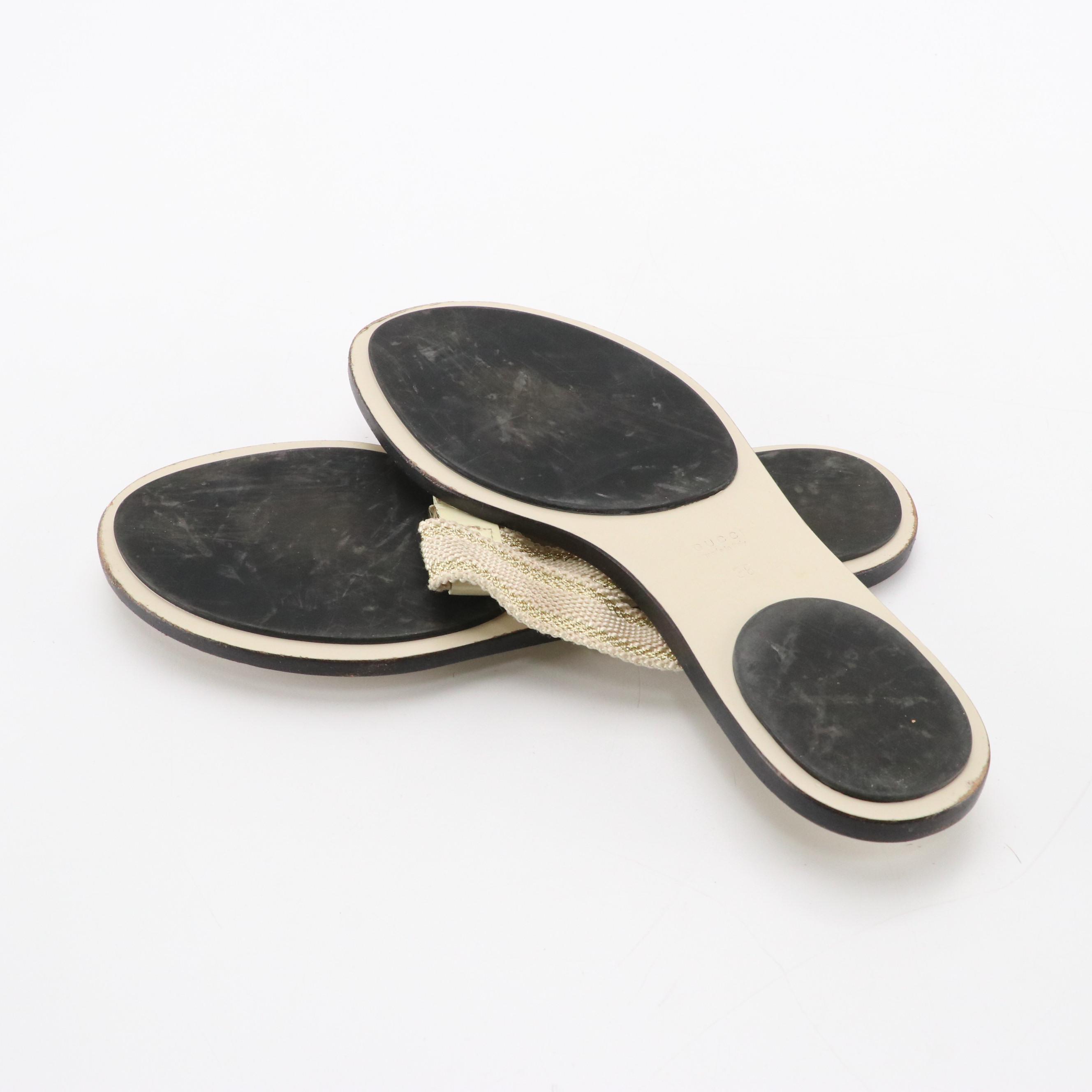 Gucci Interlocking GG Patent Leather/Guccissima Thong Sandals