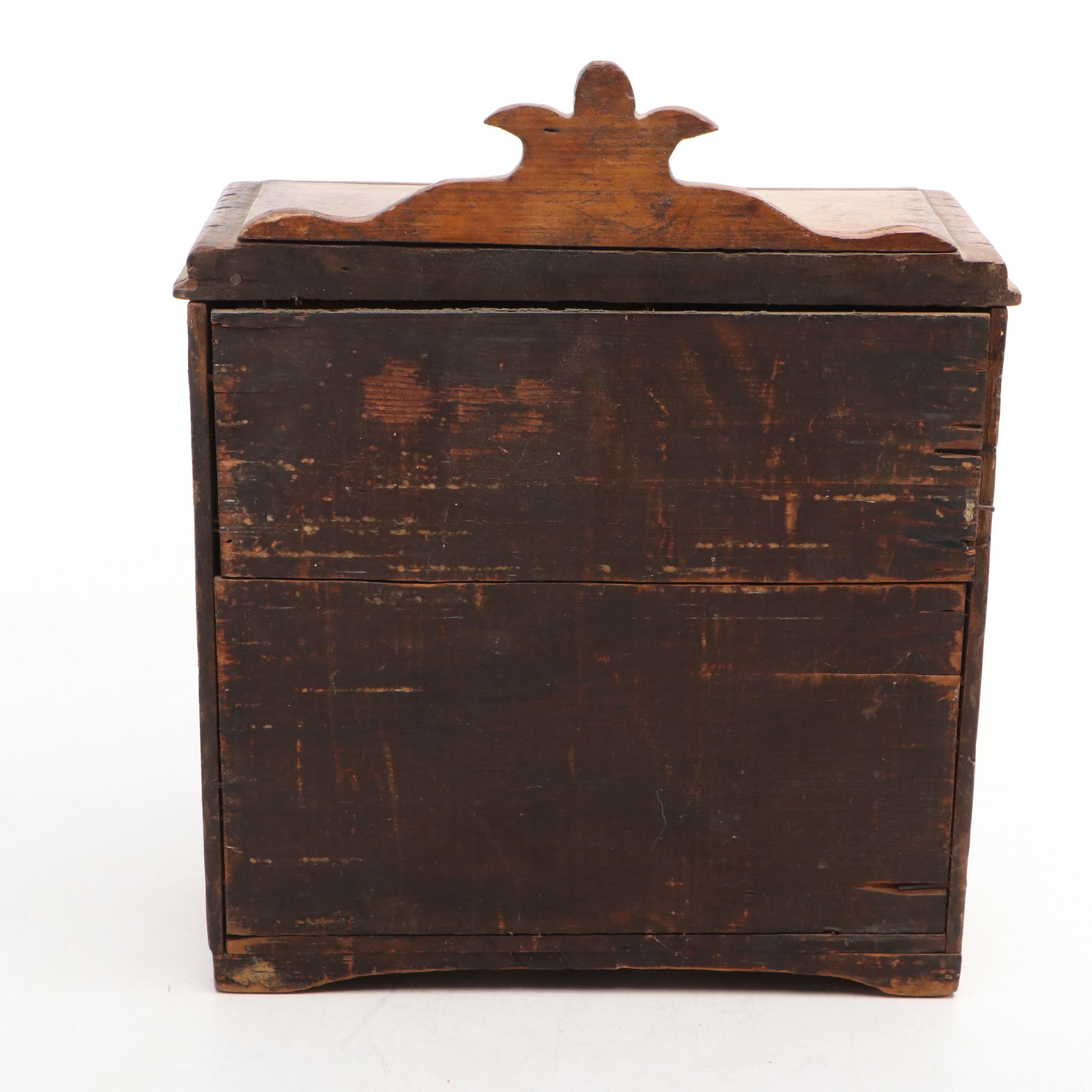 Victorian Eastlake Style Carved Walnut Miniature Chest of Drawers