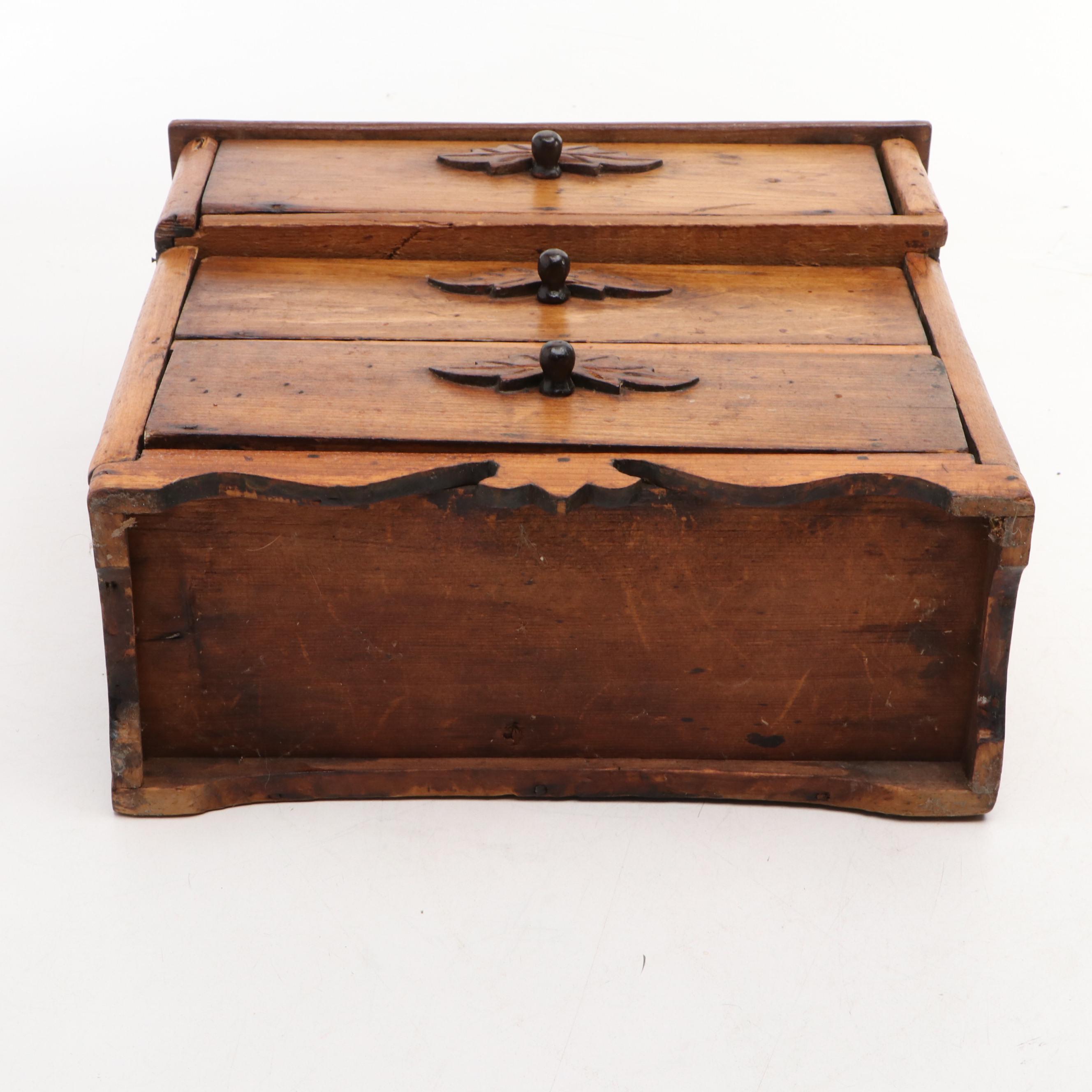 Victorian Eastlake Style Carved Walnut Miniature Chest of Drawers