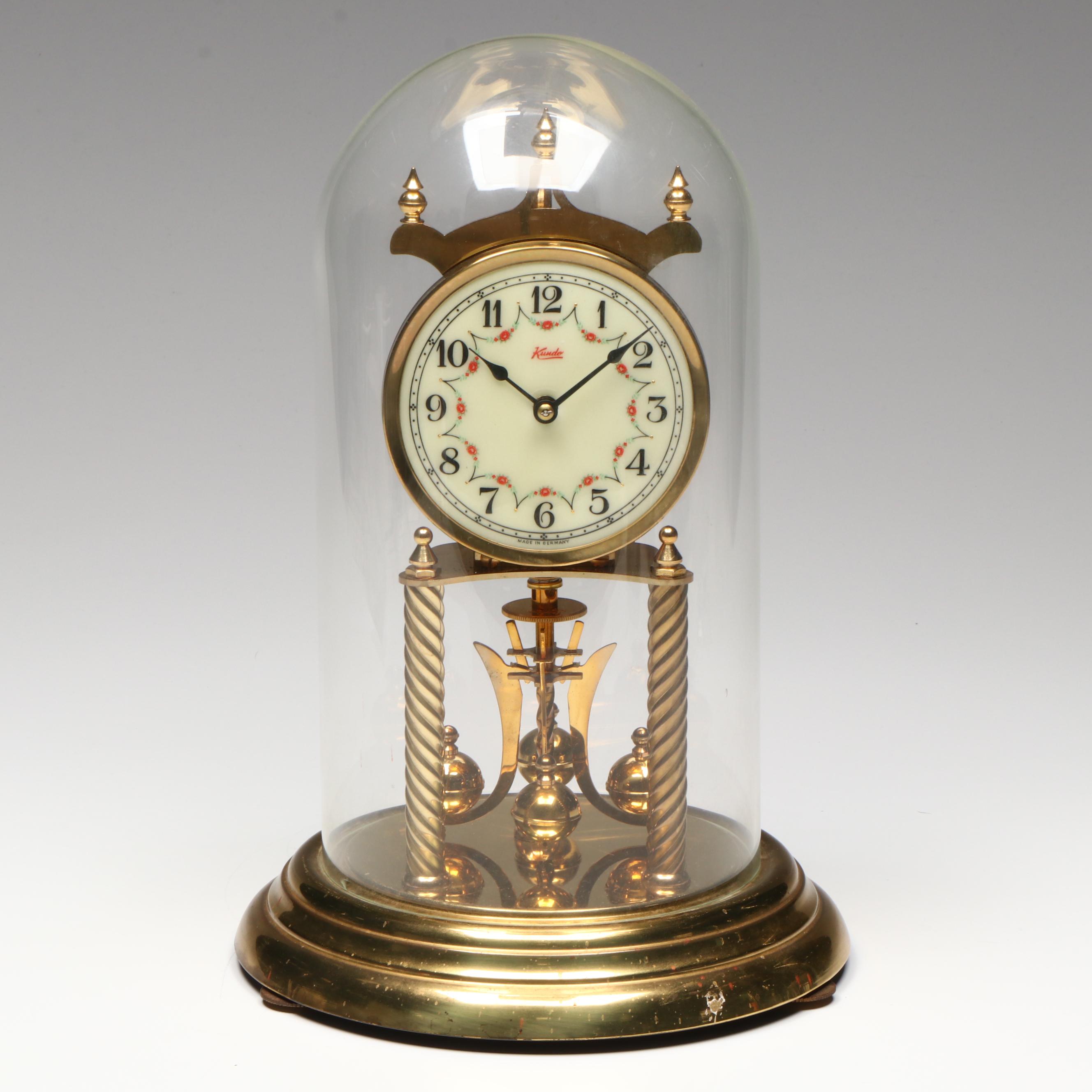 Kundo Kieninger & Obergfell Brass Anniversary Clock, Mid/Late 20th Century