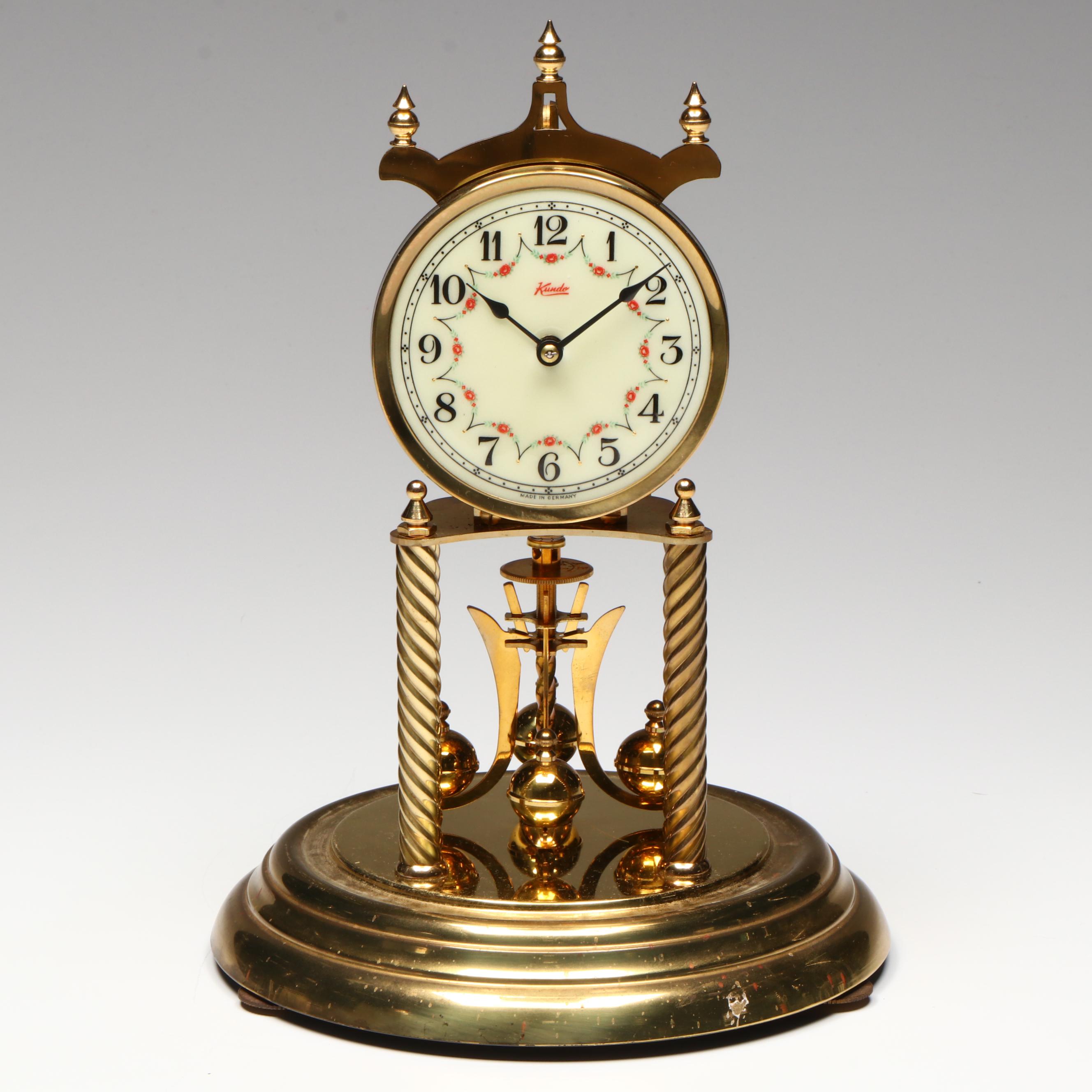 Kundo Kieninger & Obergfell Brass Anniversary Clock, Mid/Late 20th Century