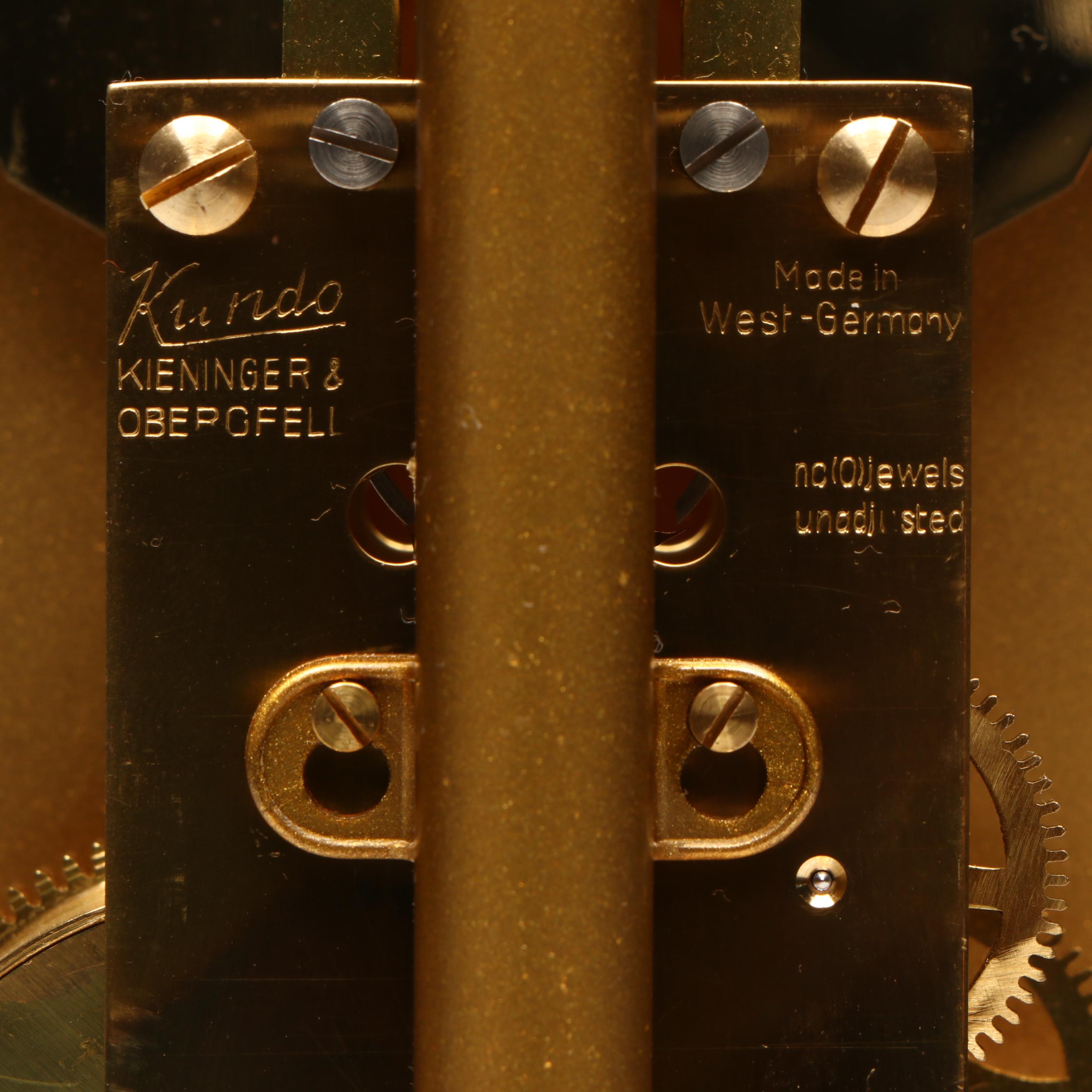 Kundo Kieninger & Obergfell Brass Anniversary Clock, Mid/Late 20th Century