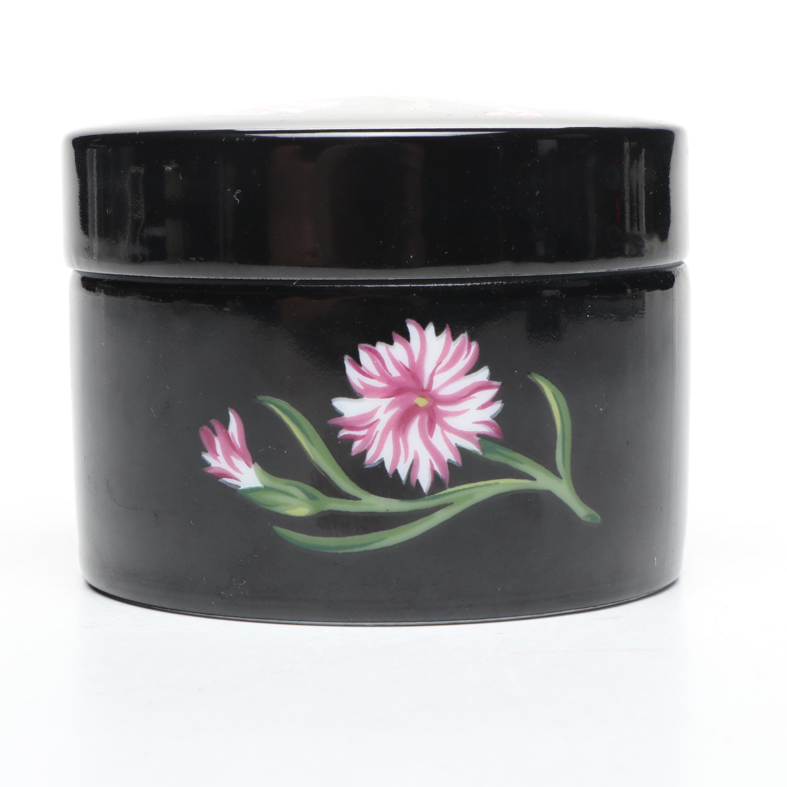 Tiffany & Co. Floral Porcelain Decorative Box and Other Zebra Stripe Ceramic Box