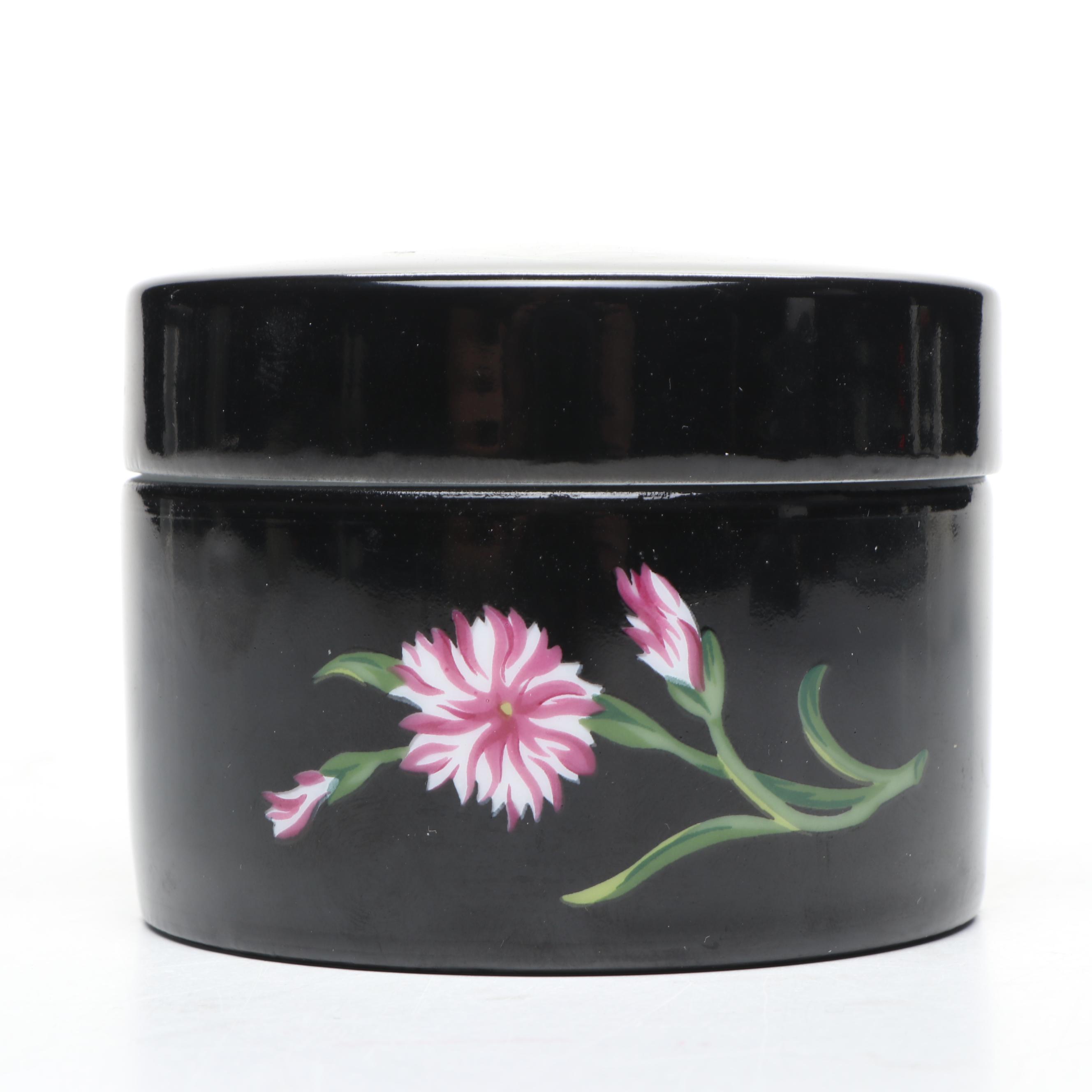 Tiffany & Co. Floral Porcelain Decorative Box and Other Zebra Stripe Ceramic Box