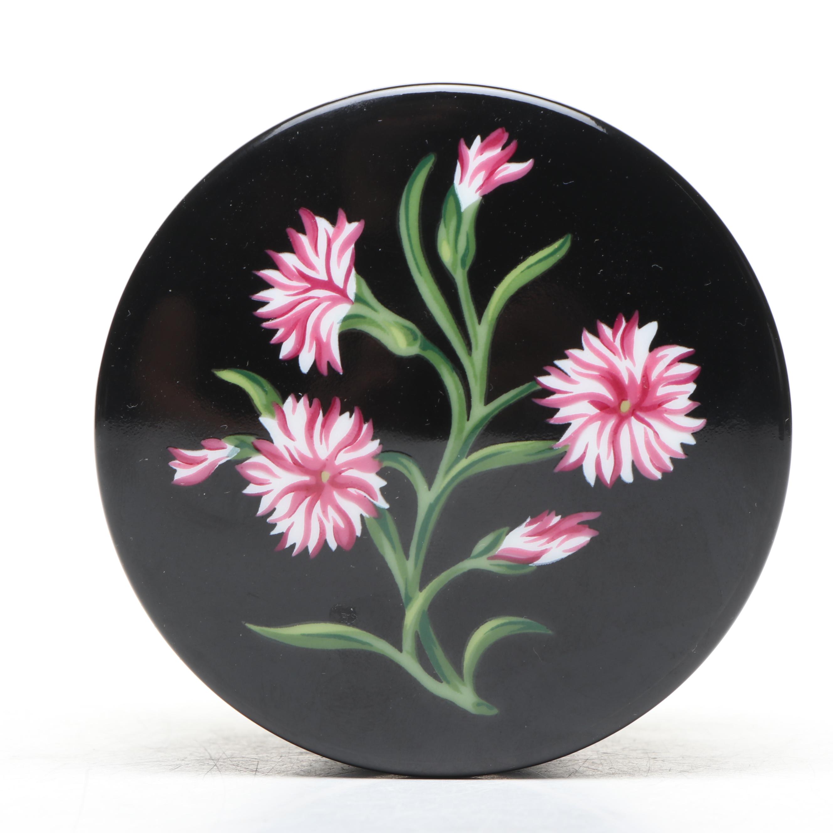 Tiffany & Co. Floral Porcelain Decorative Box and Other Zebra Stripe Ceramic Box