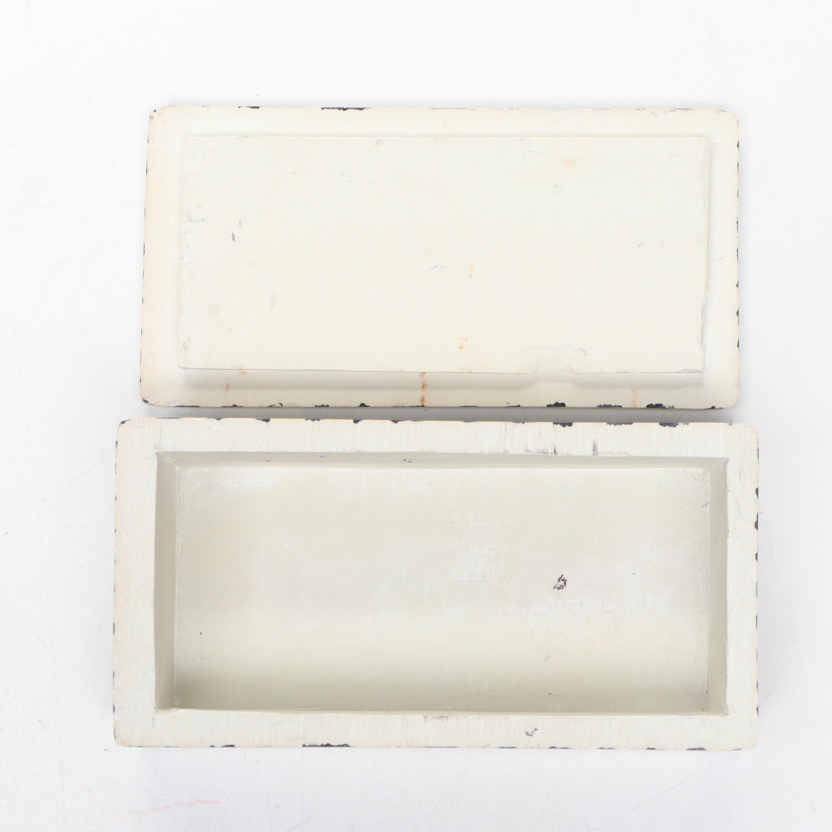 Tiffany & Co. Floral Porcelain Decorative Box and Other Zebra Stripe Ceramic Box