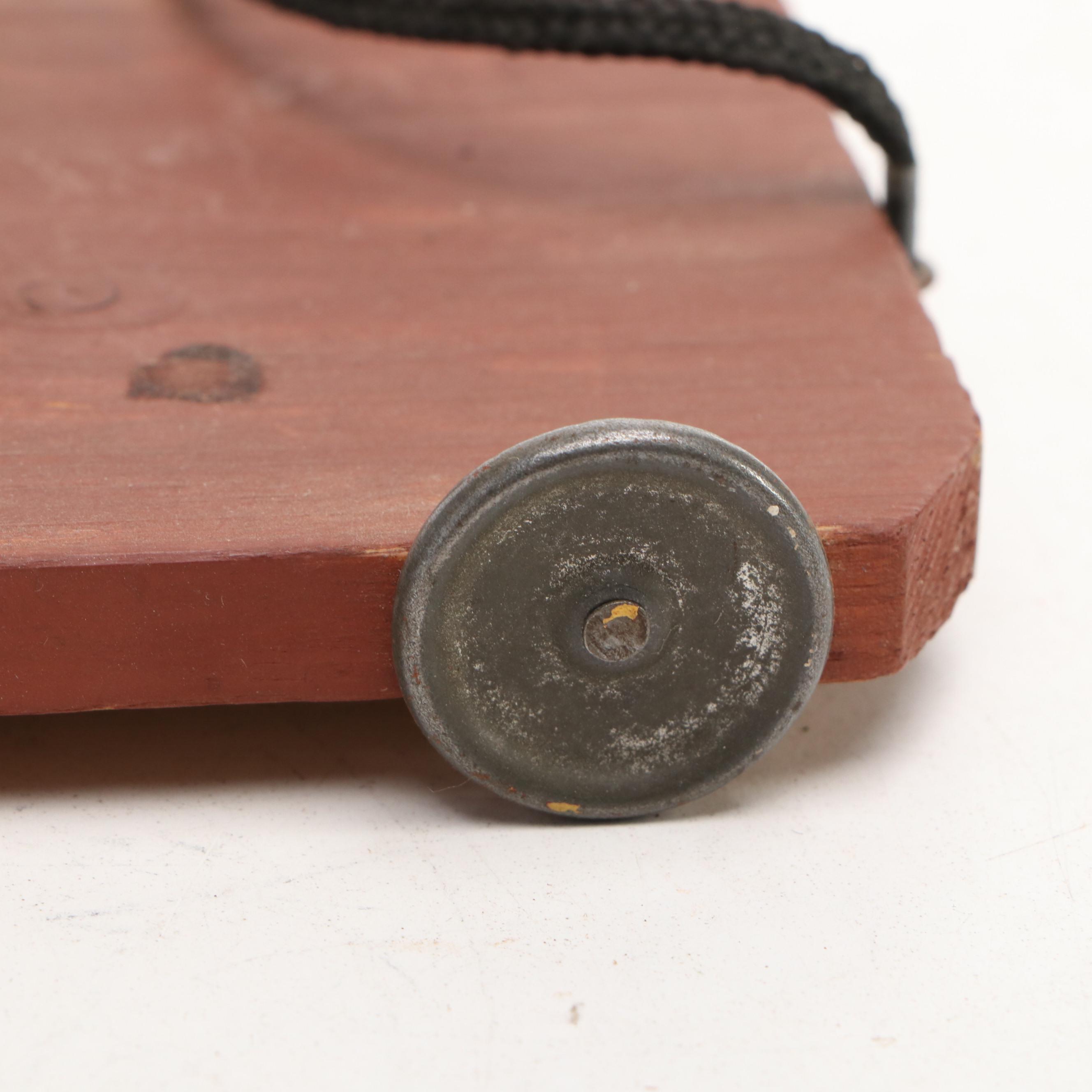 Handmade Felt Dapple Gray Horse Antique Pull Toy