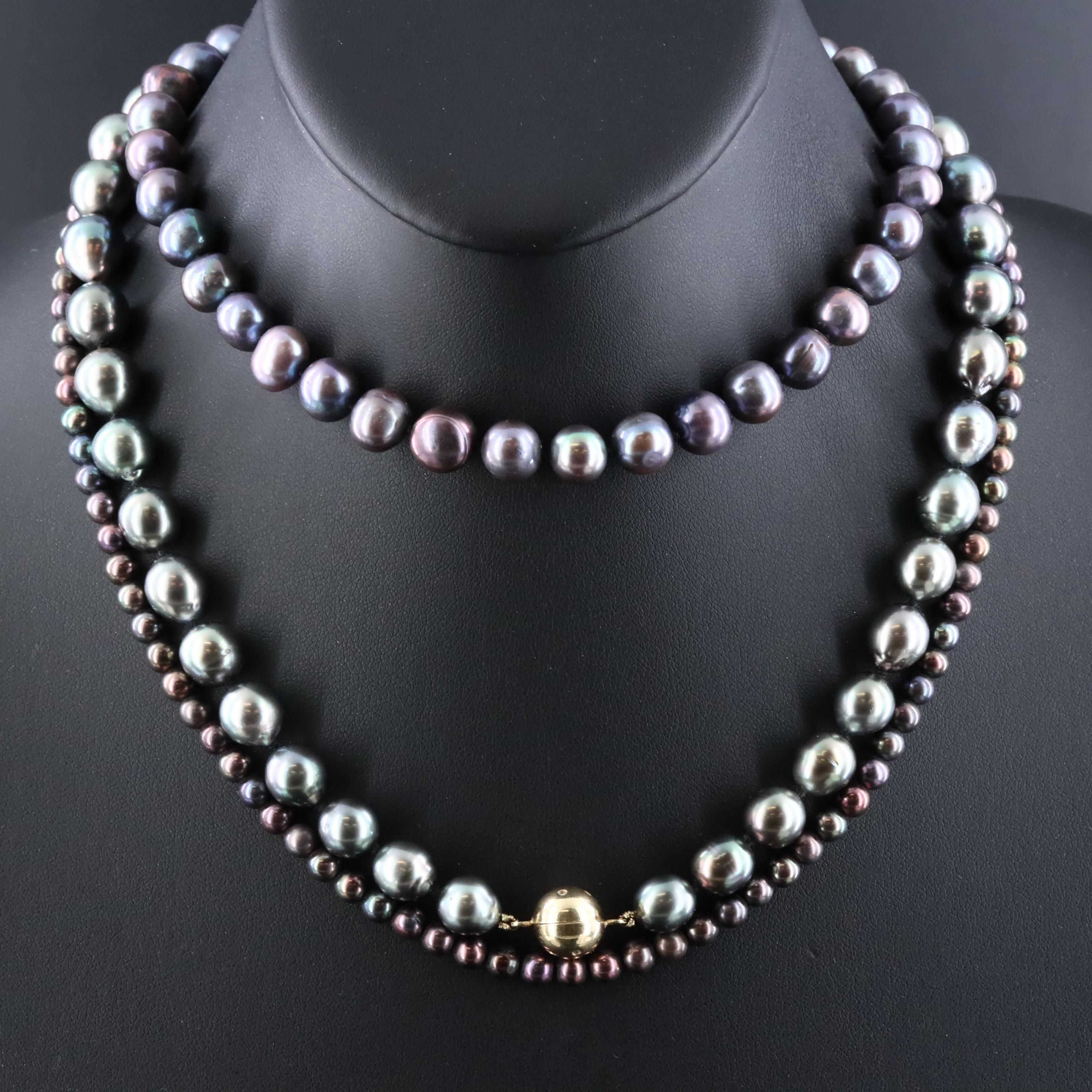 Pearl Necklaces with 14K Clasps Including Diamonds