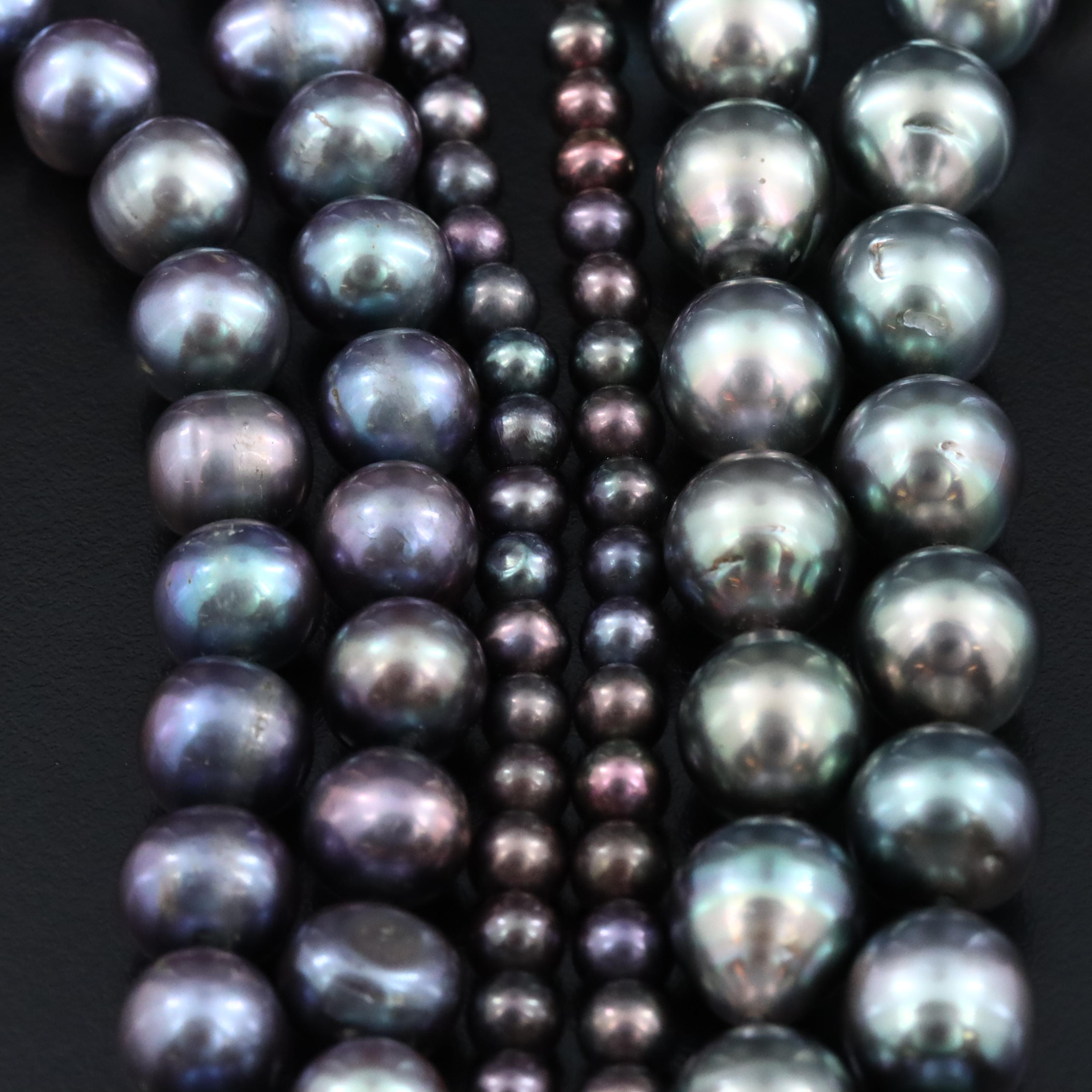 Pearl Necklaces with 14K Clasps Including Diamonds