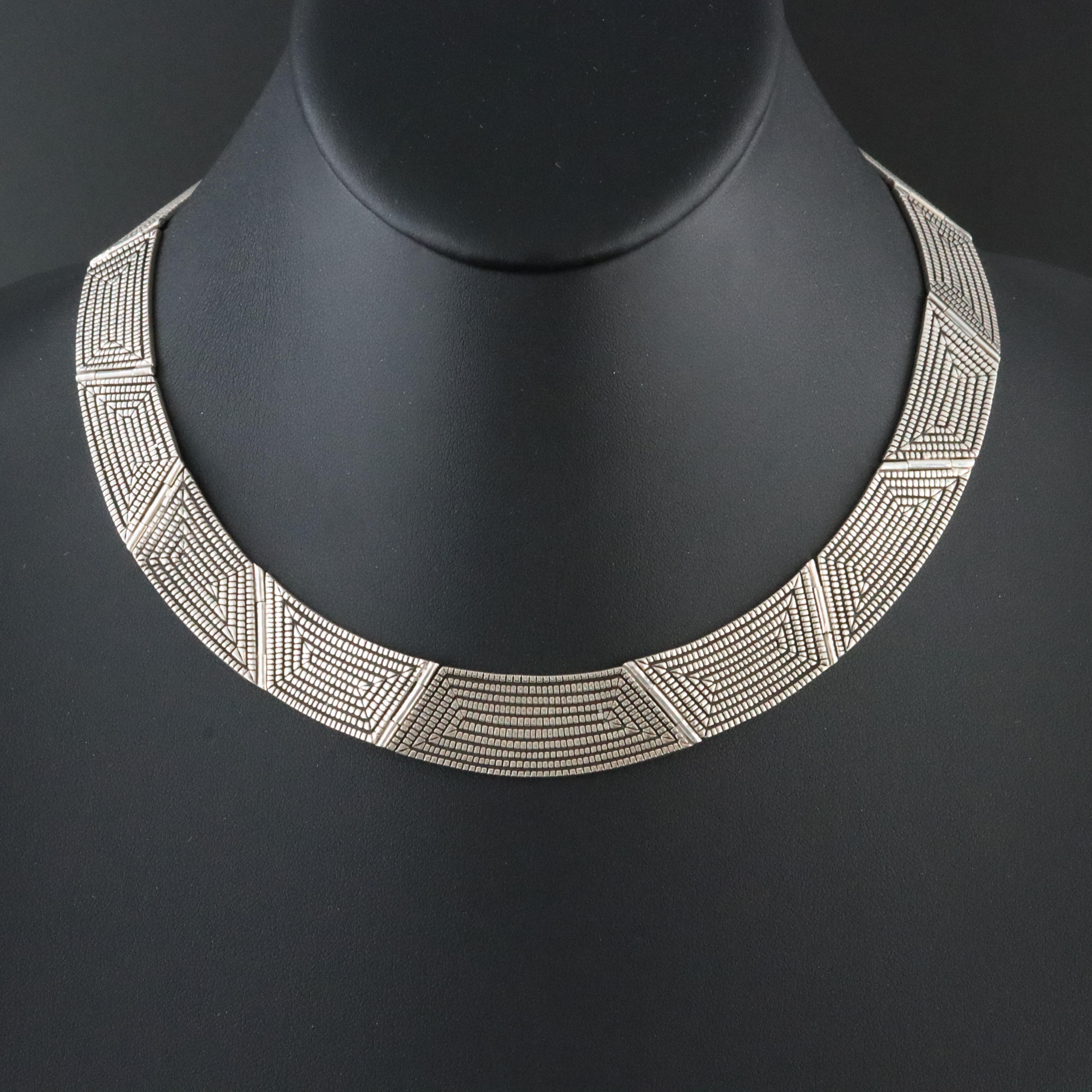 Elgan Tom Navajo Diné Sterling Graduated Panel Necklace