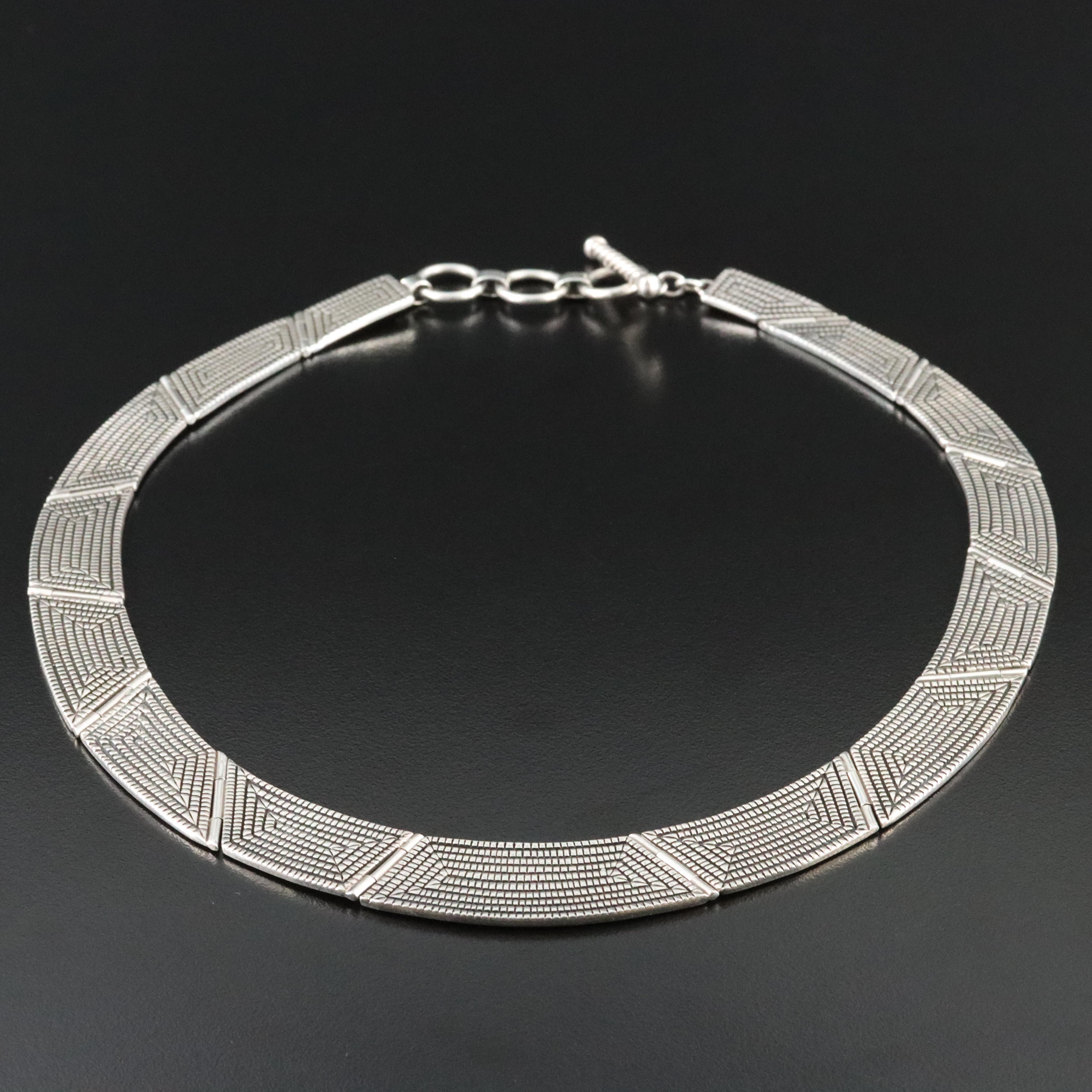 Elgan Tom Navajo Diné Sterling Graduated Panel Necklace
