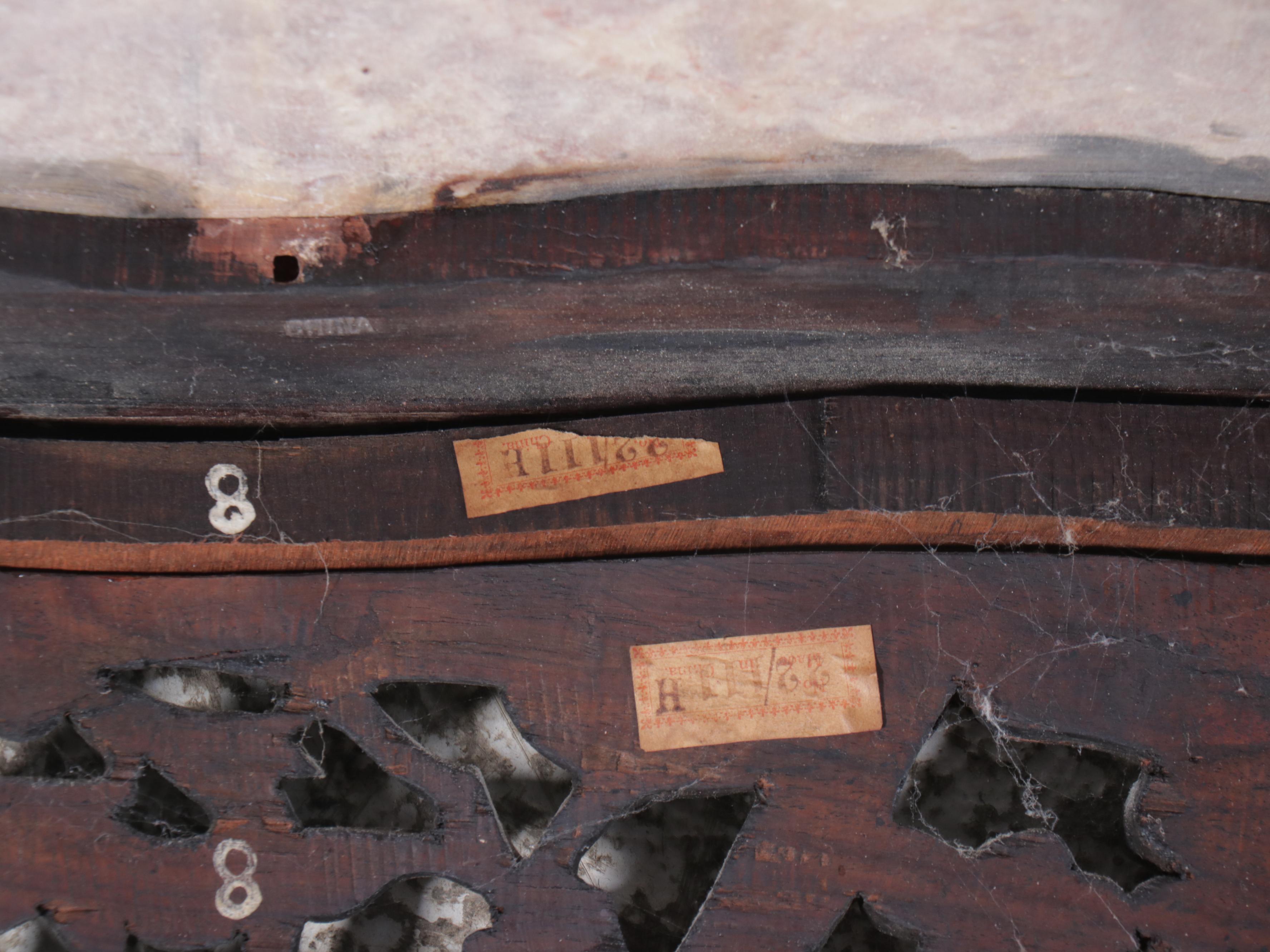 Chinese Carved Wooden Stands with Marble Tops