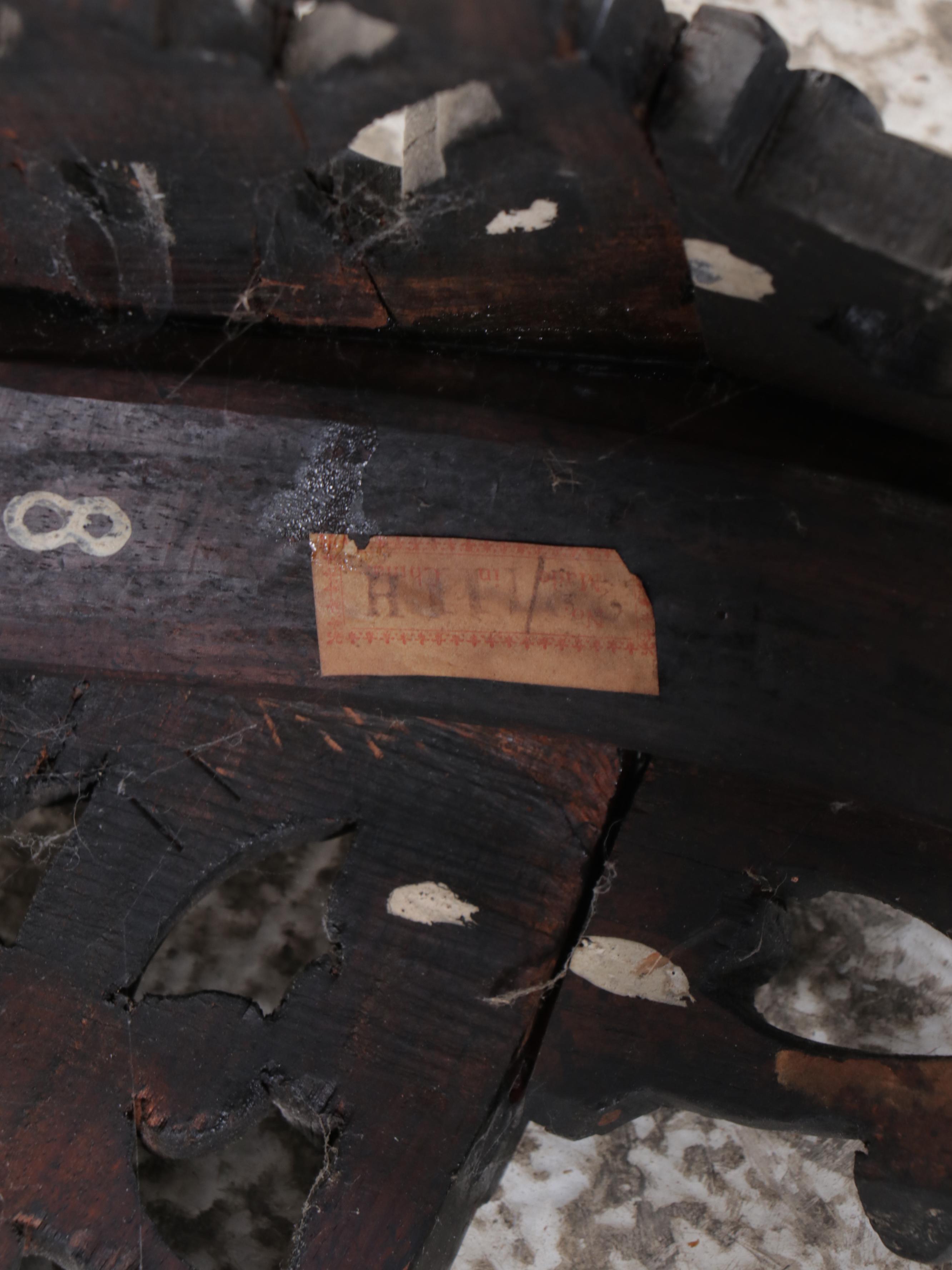 Chinese Carved Wooden Stands with Marble Tops