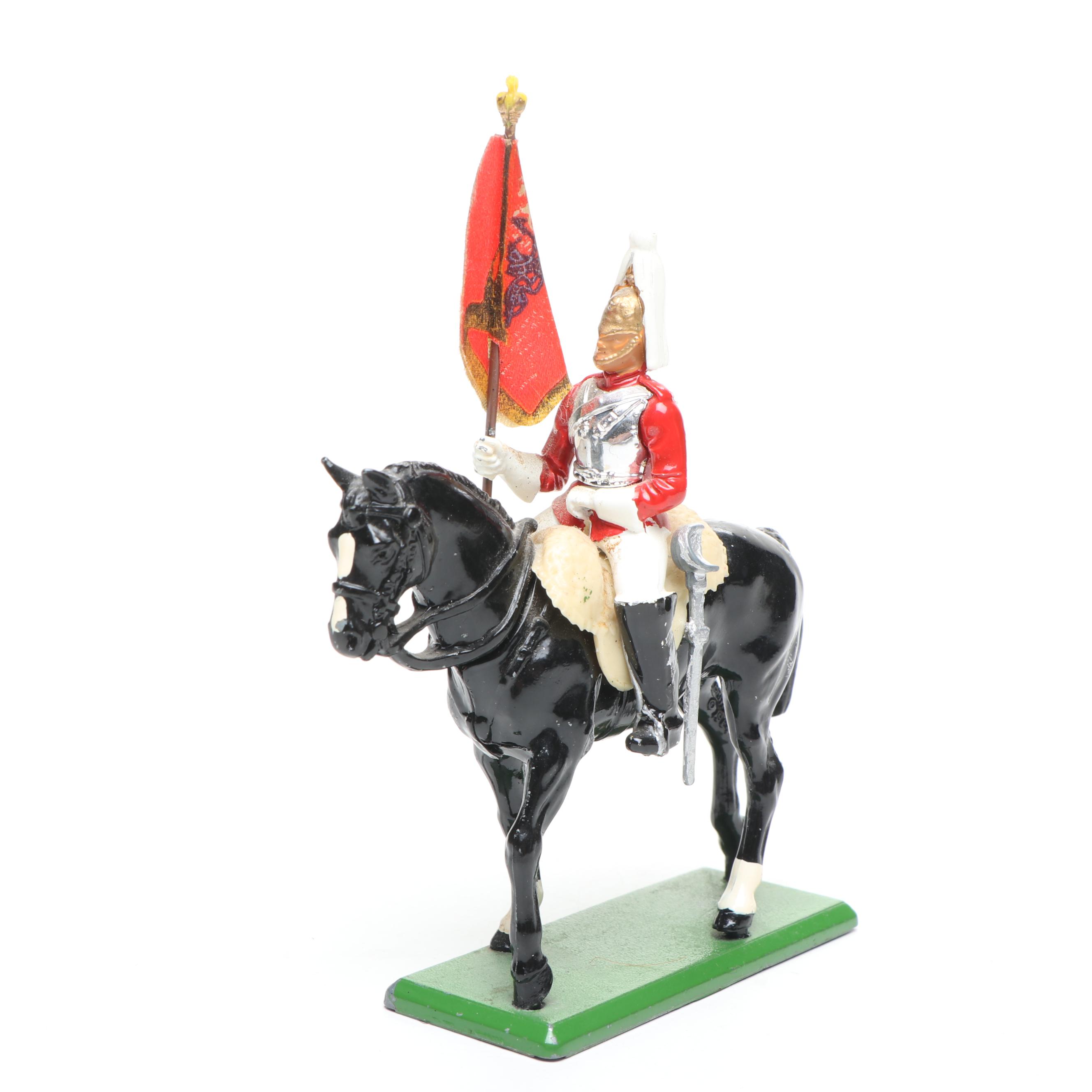 W. Britain Metal Mounted Standard Bearer with Other Toy Solider and Lighter Case