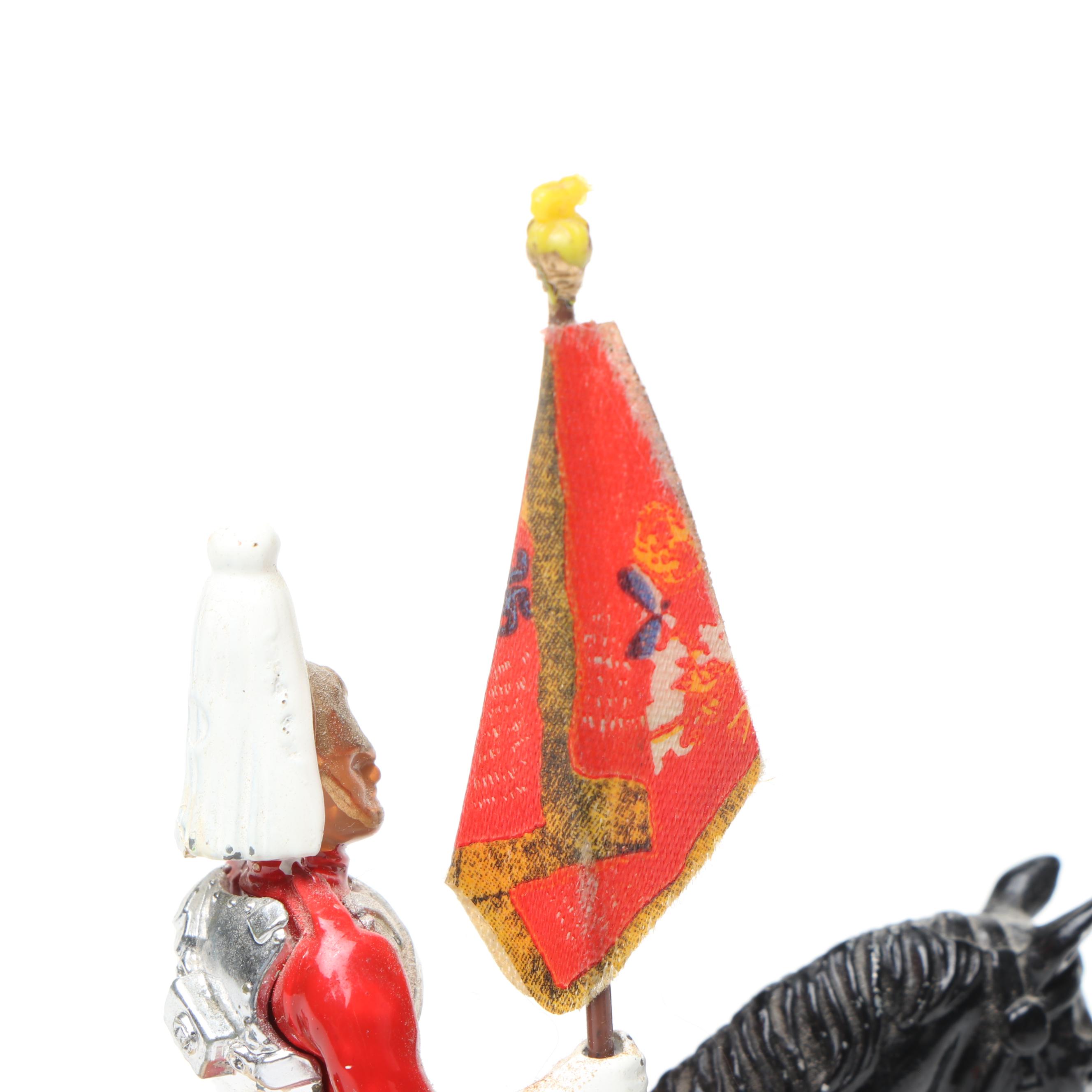 W. Britain Metal Mounted Standard Bearer with Other Toy Solider and Lighter Case