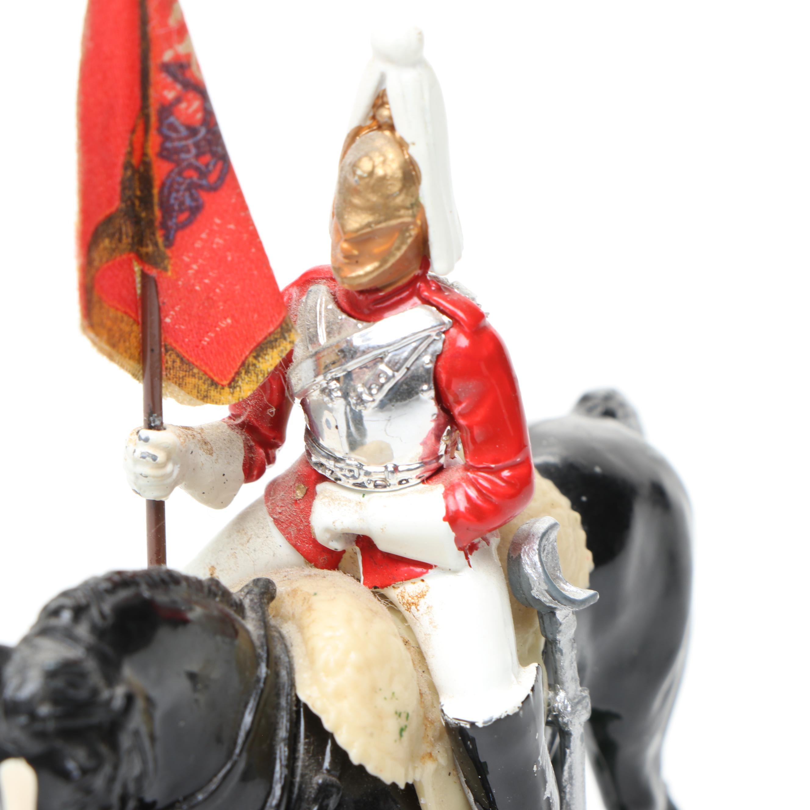 W. Britain Metal Mounted Standard Bearer with Other Toy Solider and Lighter Case