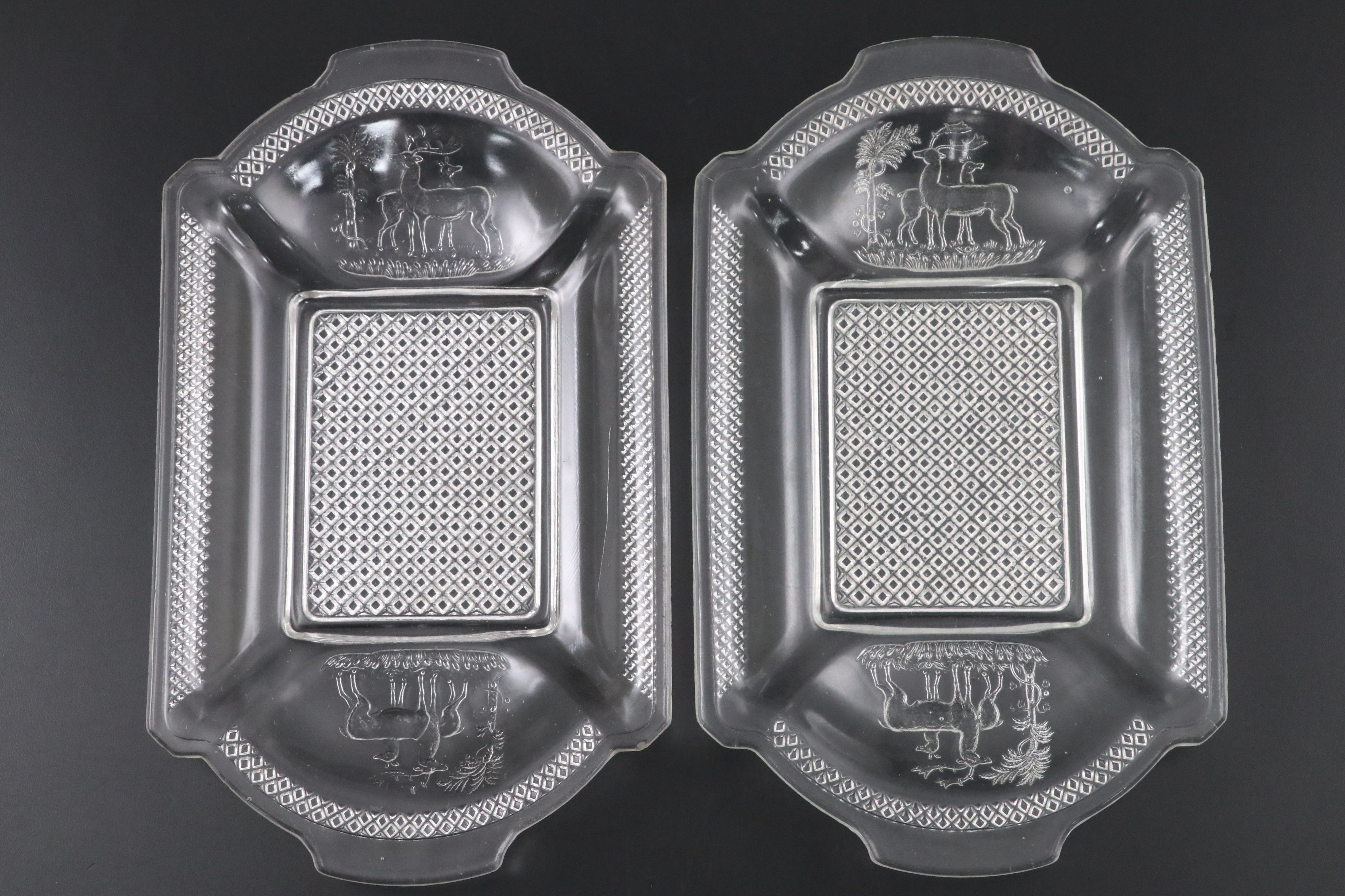EAPG McKee Bros. "Diamond Block" Bread Trays and Berry Bowls, Late 19th Century
