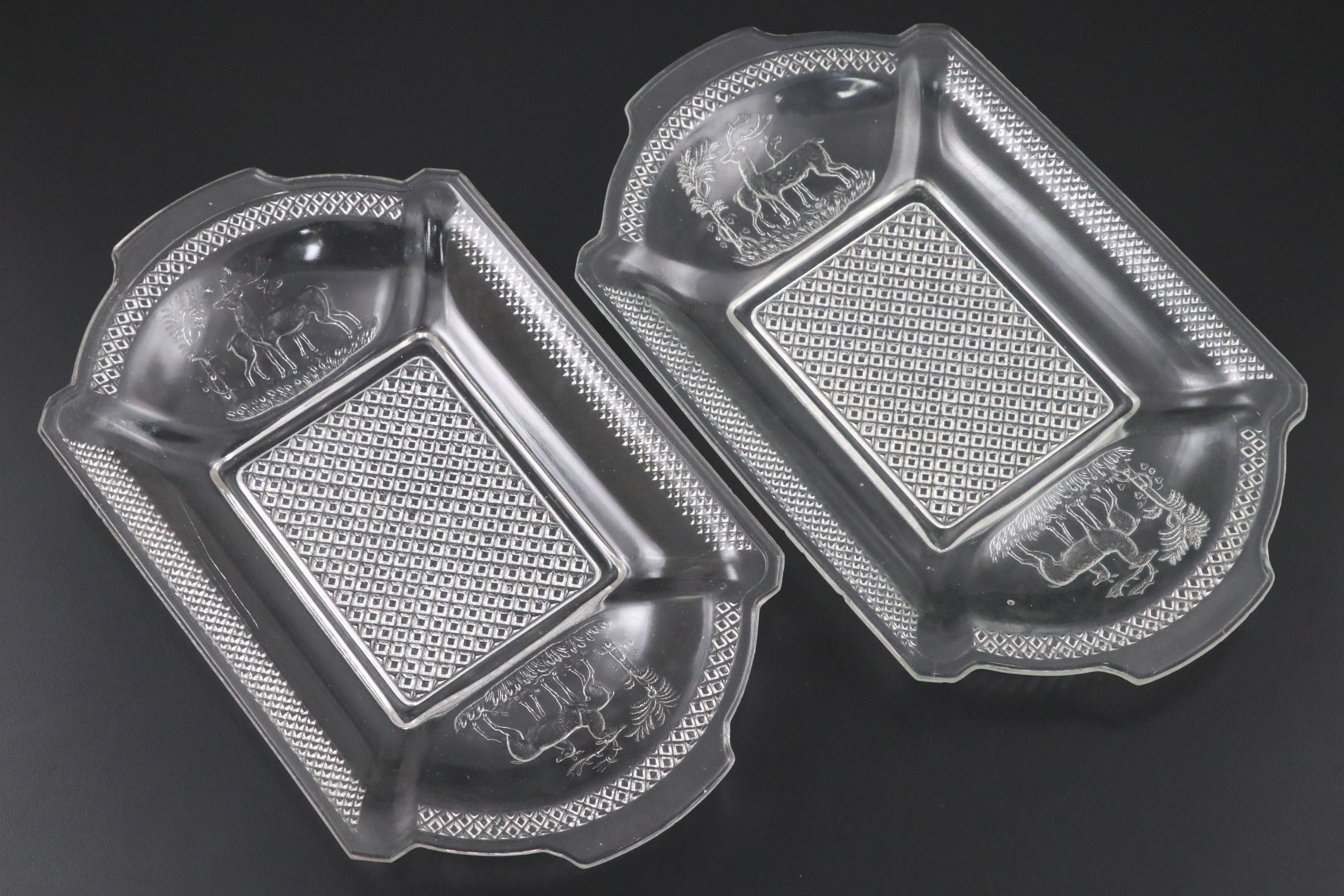 EAPG McKee Bros. "Diamond Block" Bread Trays and Berry Bowls, Late 19th Century
