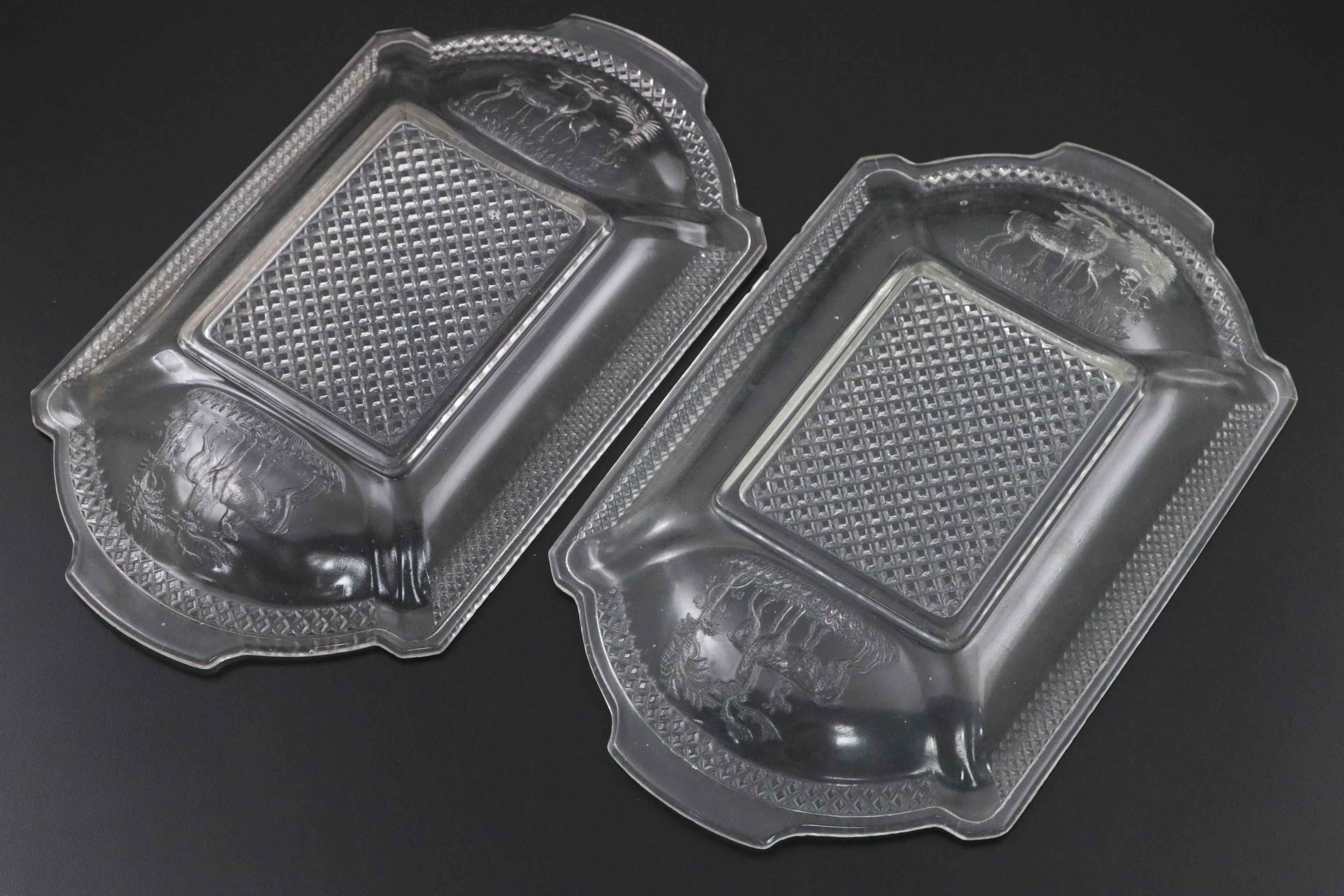 EAPG McKee Bros. "Diamond Block" Bread Trays and Berry Bowls, Late 19th Century