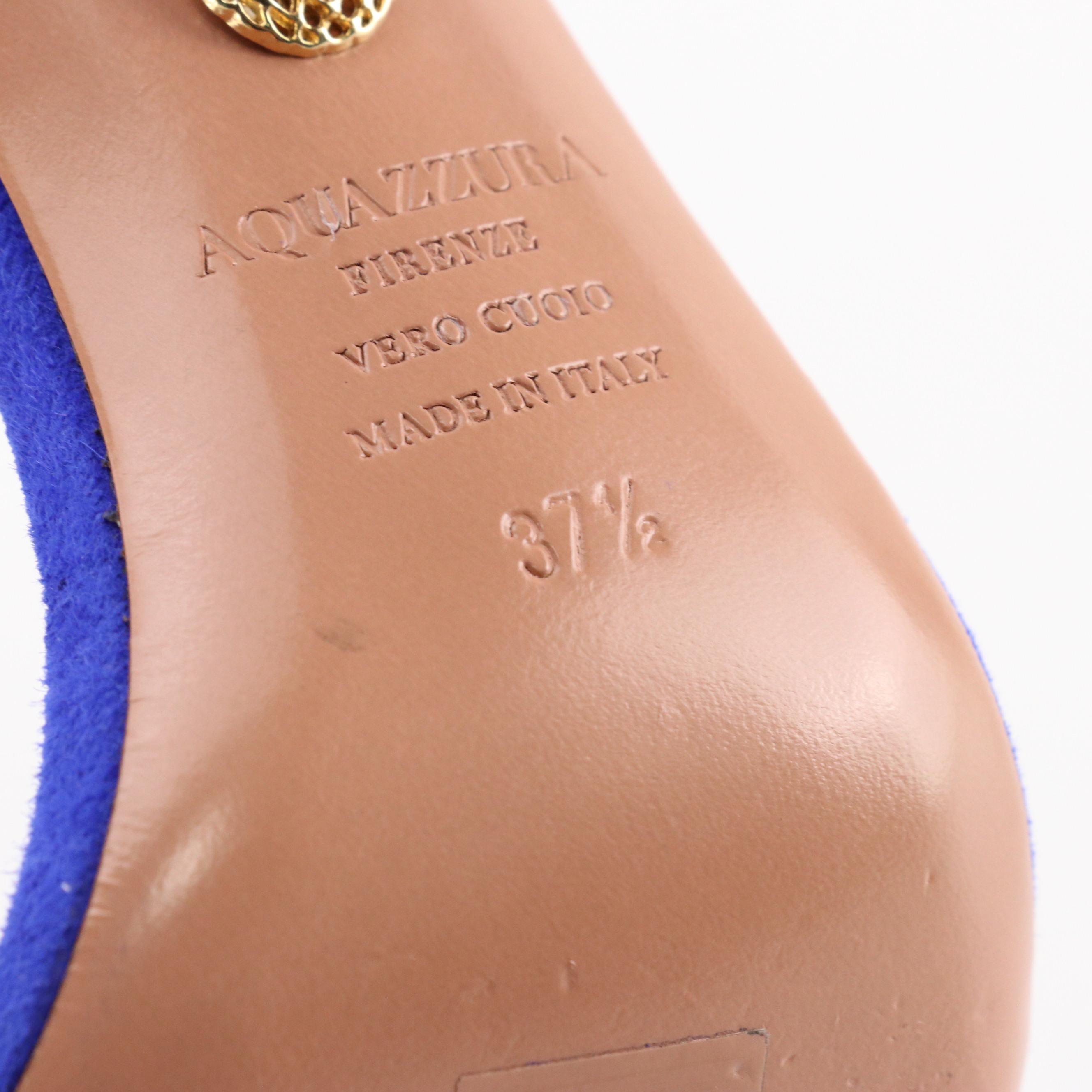 Aquazzura Royal Blue Suede Tassel Strappy Sandals