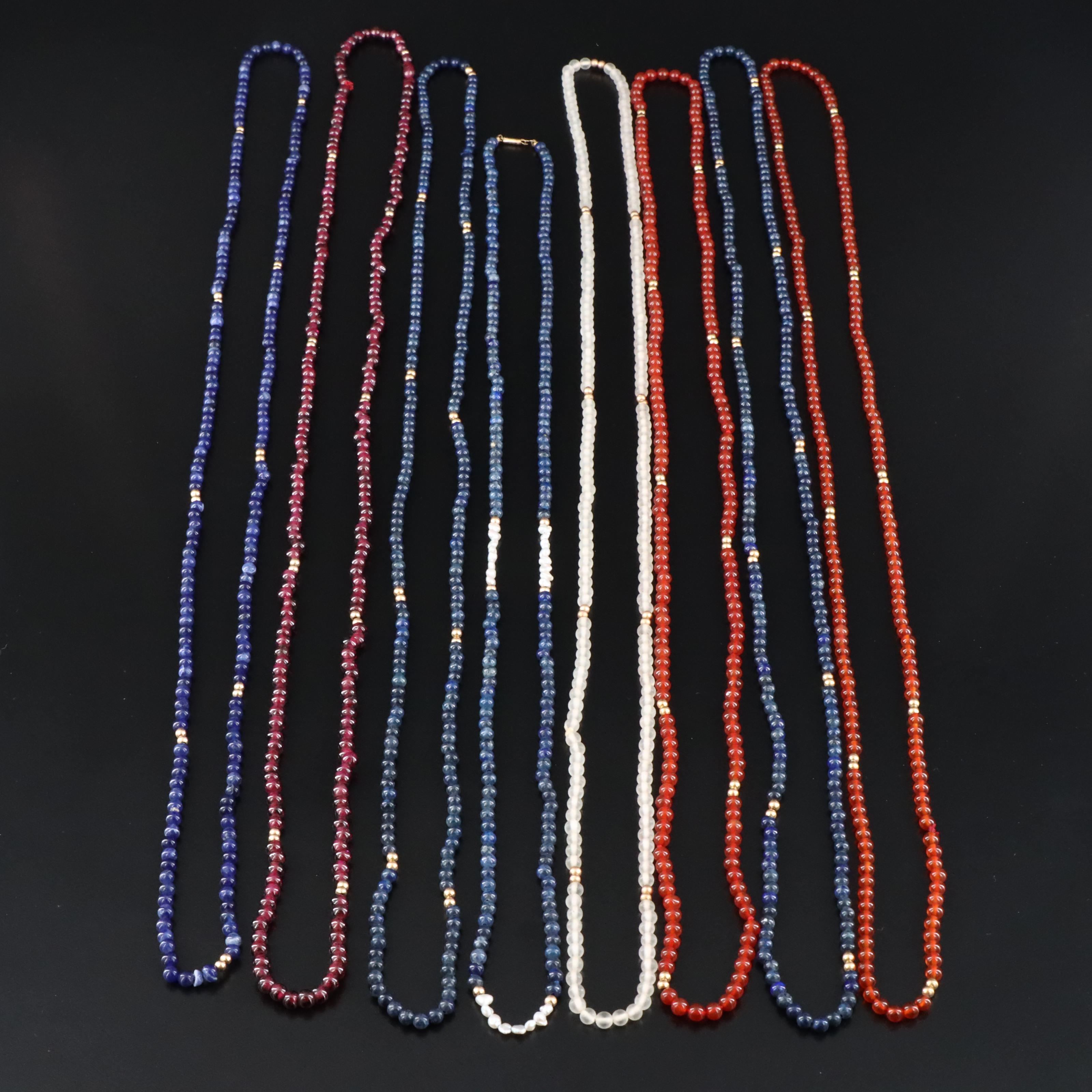 Necklaces with 14K Accent Beads Including Lapis Lazuli, Carnelian, and Sodalite