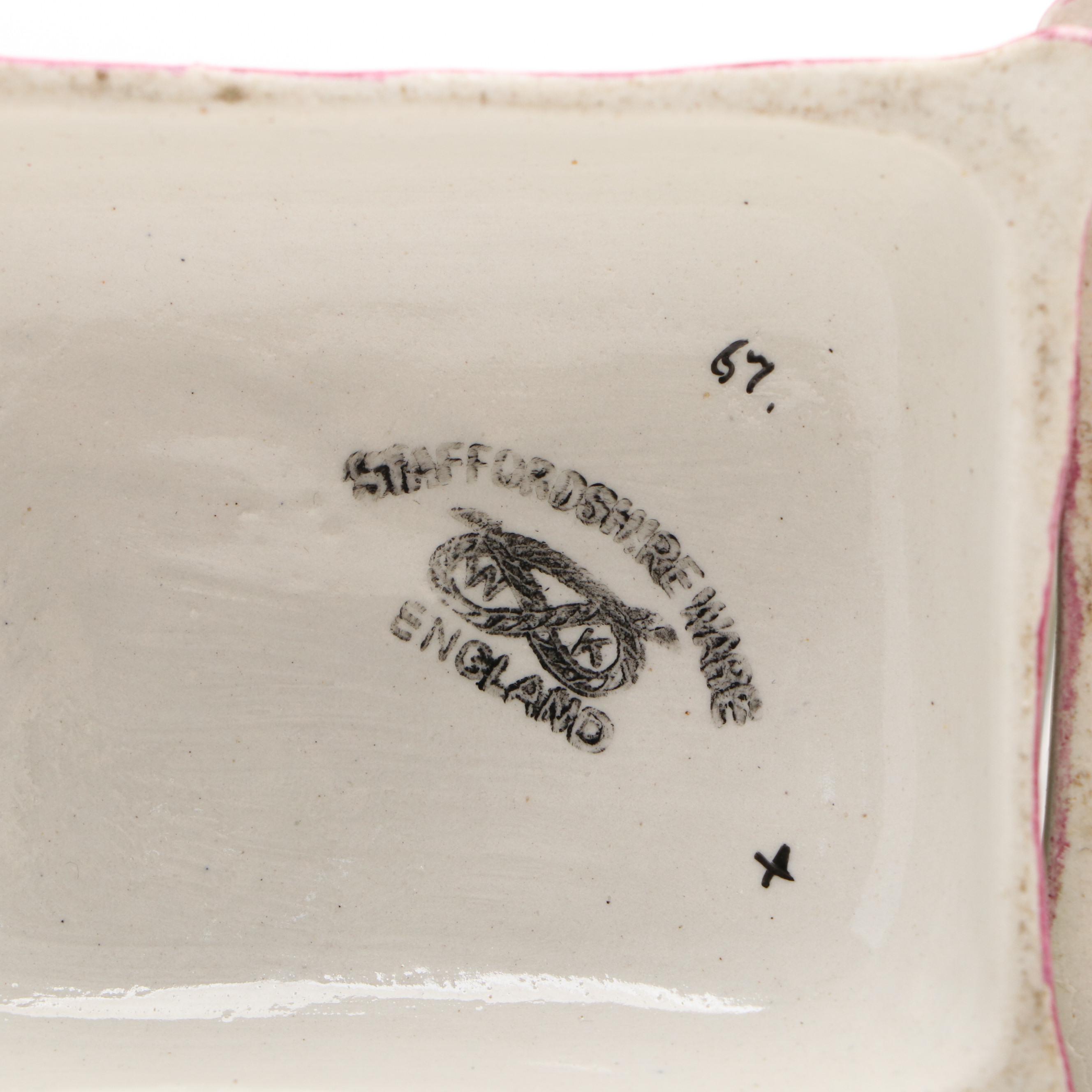 Pair of William Kent Staffordshire Spotted Cat Figurines on Pillows