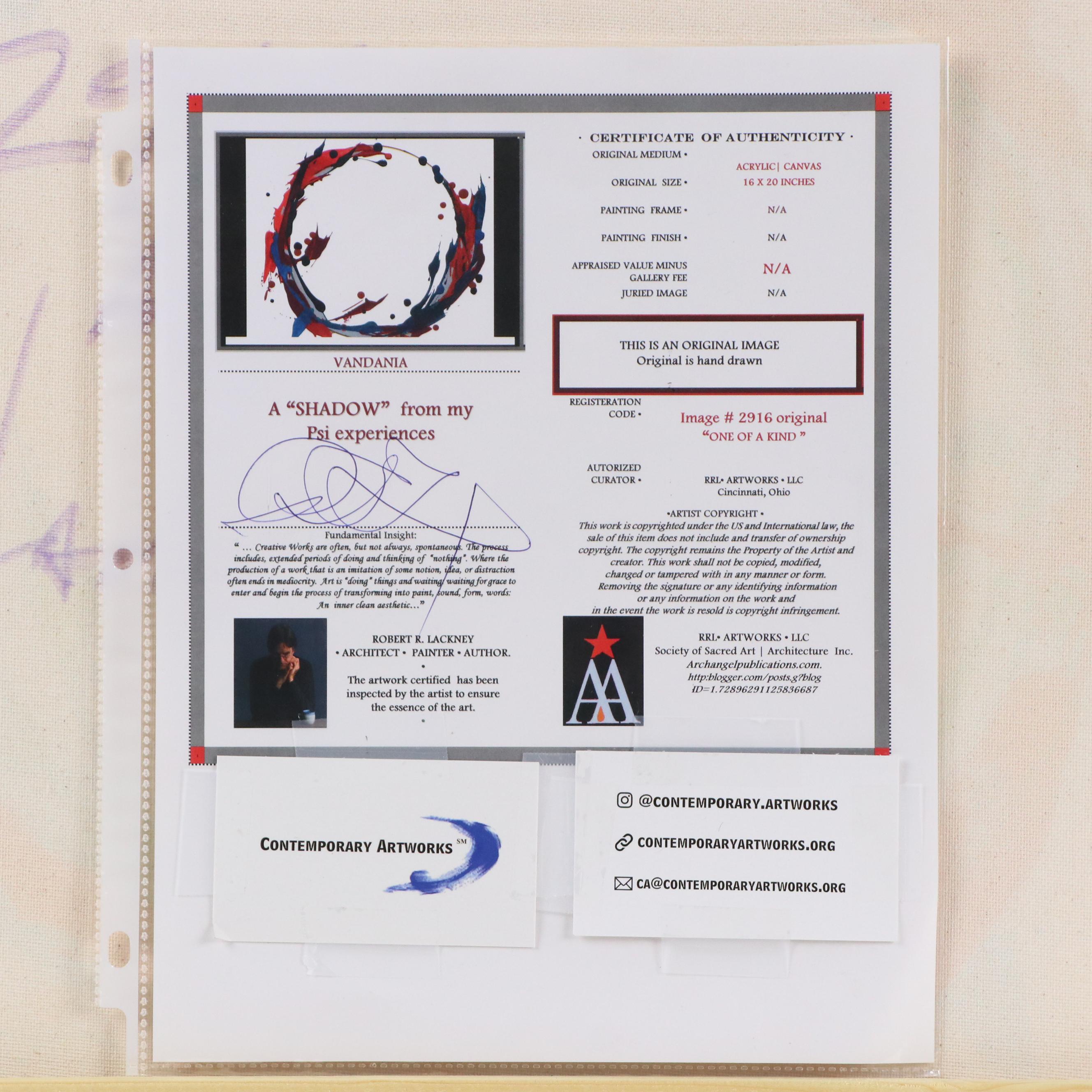 Robert R. Lackney Abstract Acrylic Painting "Vandania," 21st Century