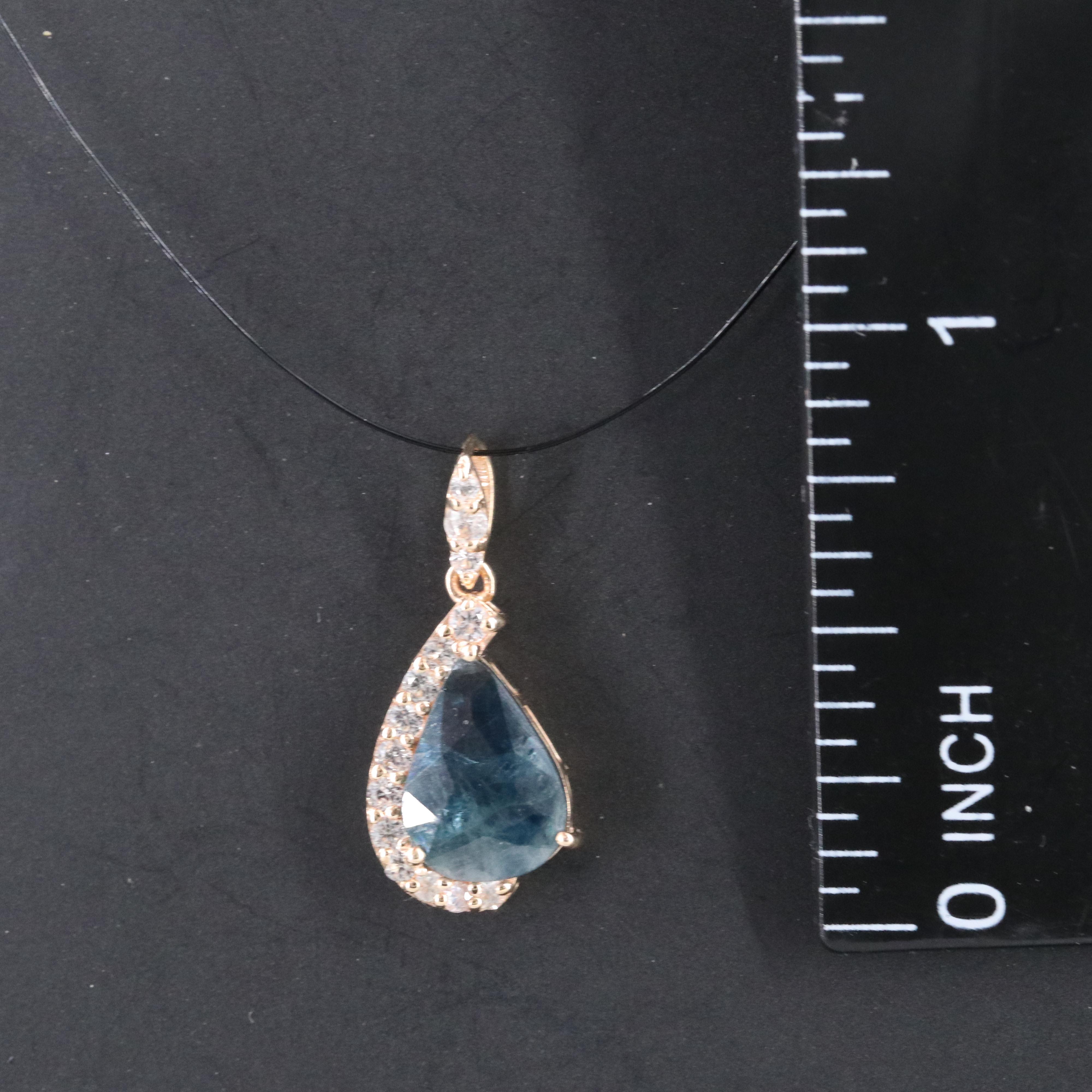 14K 2.00 CT Sapphire and White Sapphire Pendant