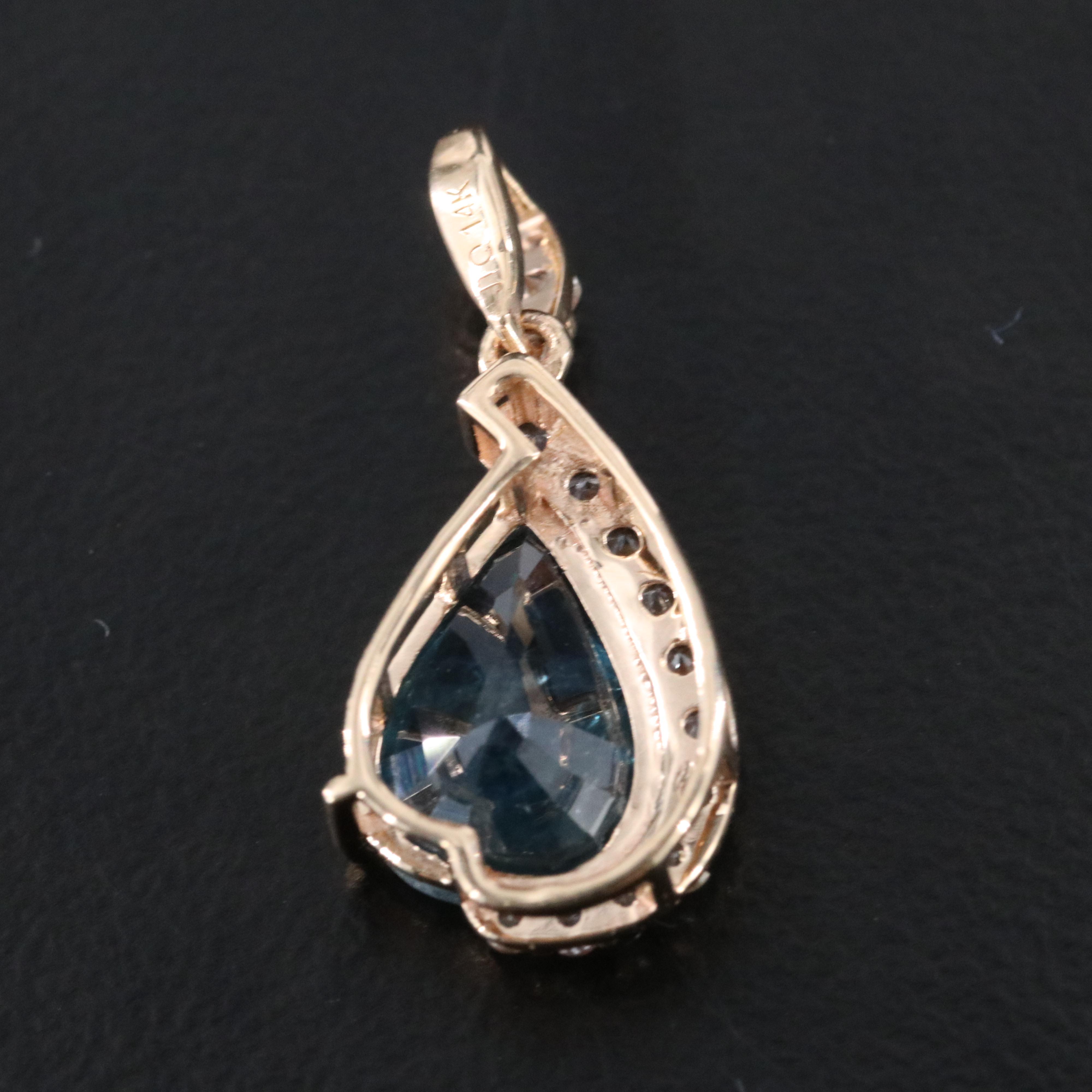 14K 2.00 CT Sapphire and White Sapphire Pendant