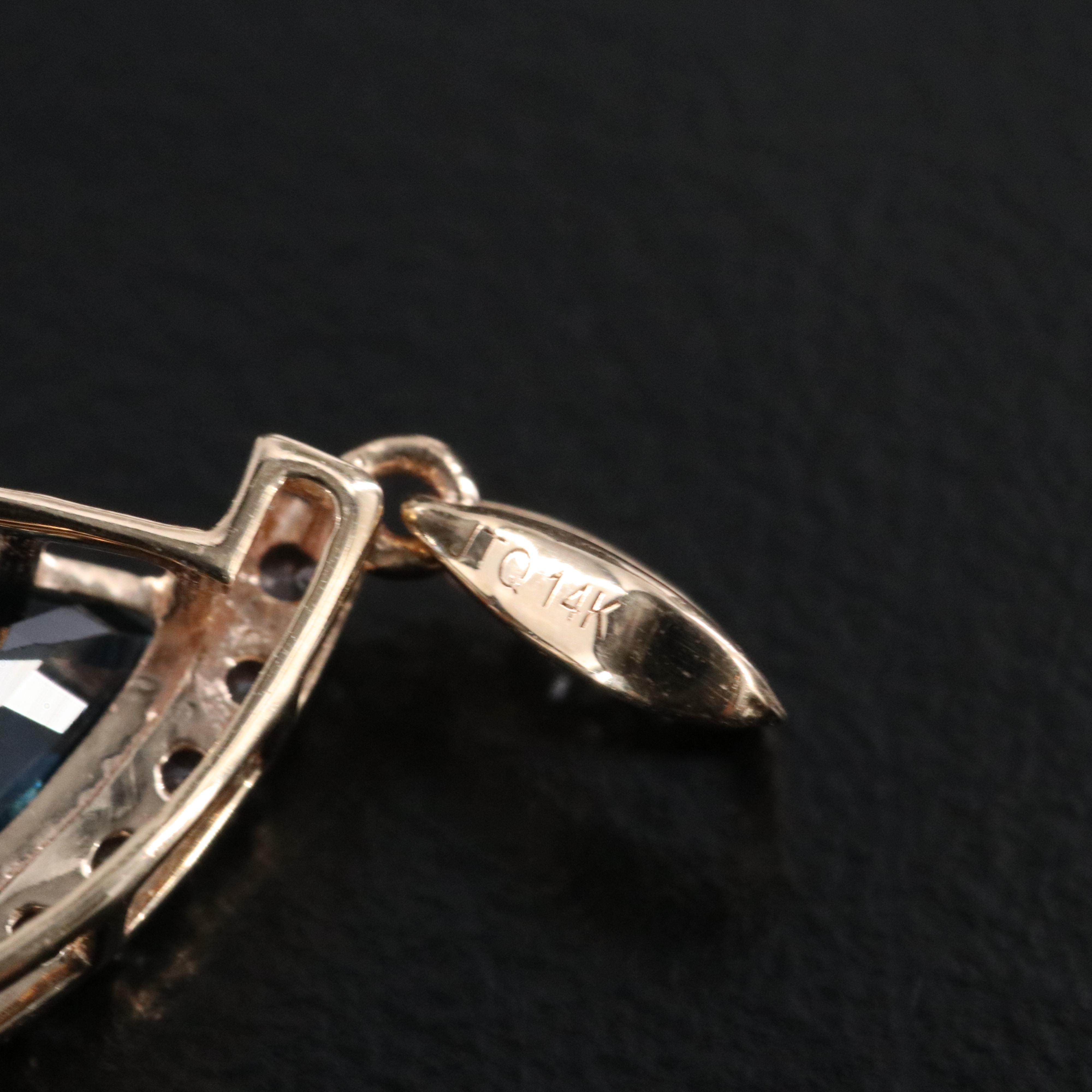 14K 2.00 CT Sapphire and White Sapphire Pendant