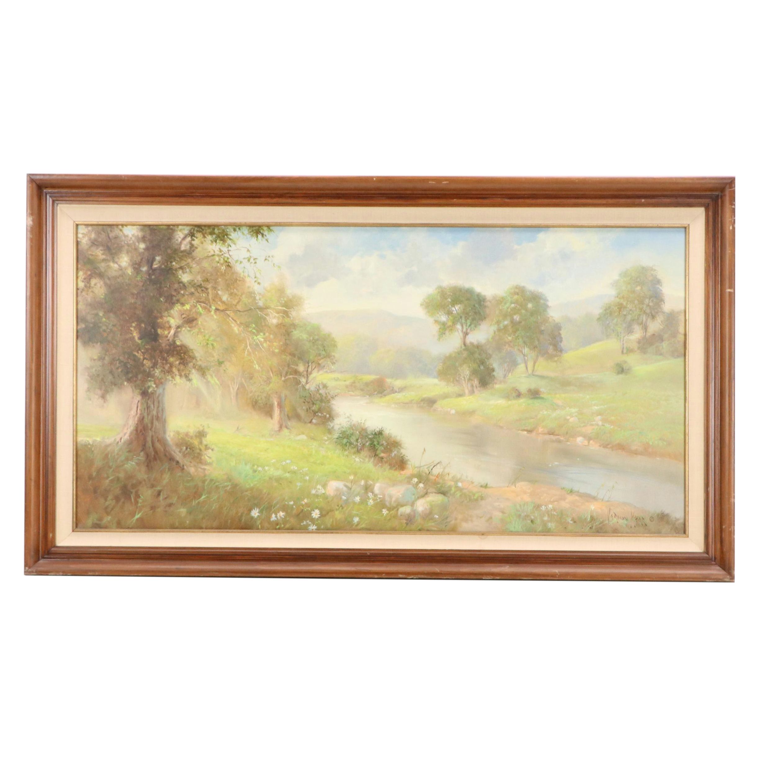Vernon Kerr Mountainous River Landscape Oil Painting "Sign of Spring"