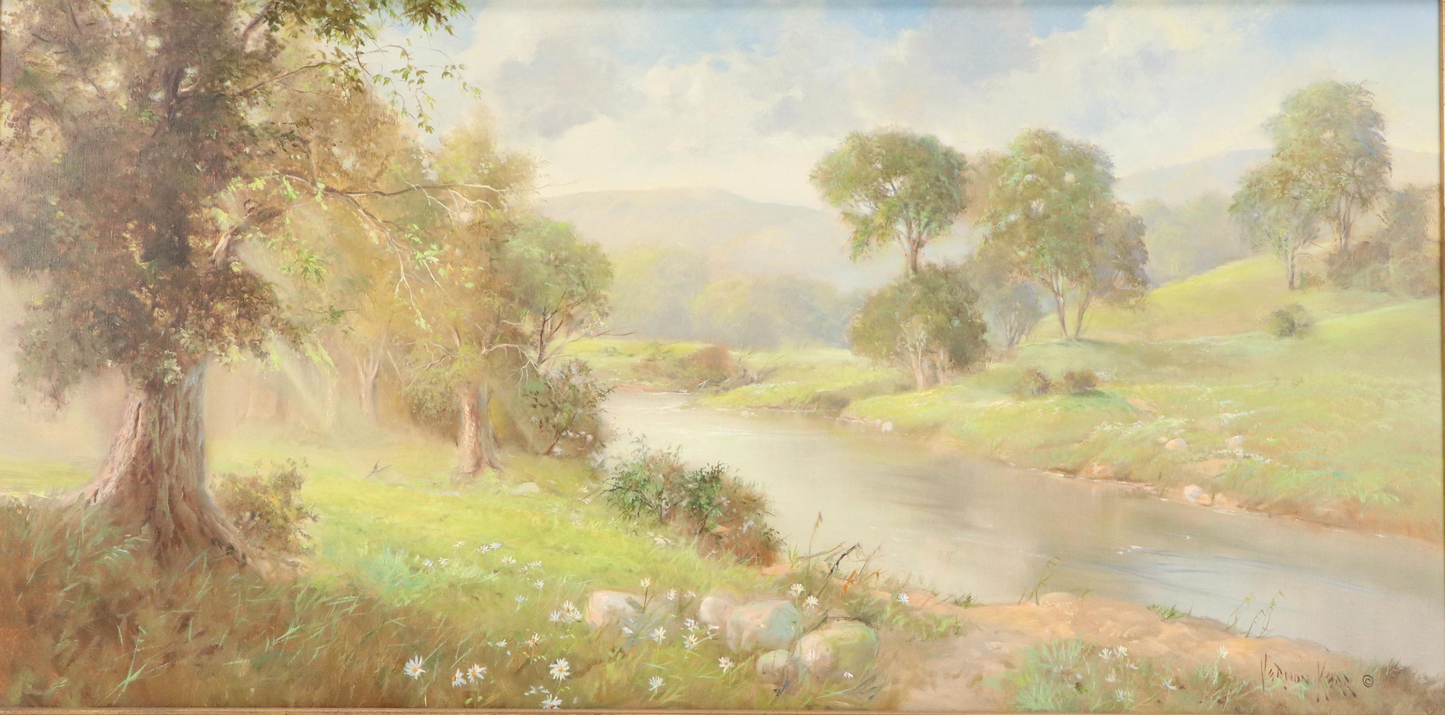 Vernon Kerr Mountainous River Landscape Oil Painting "Sign of Spring"
